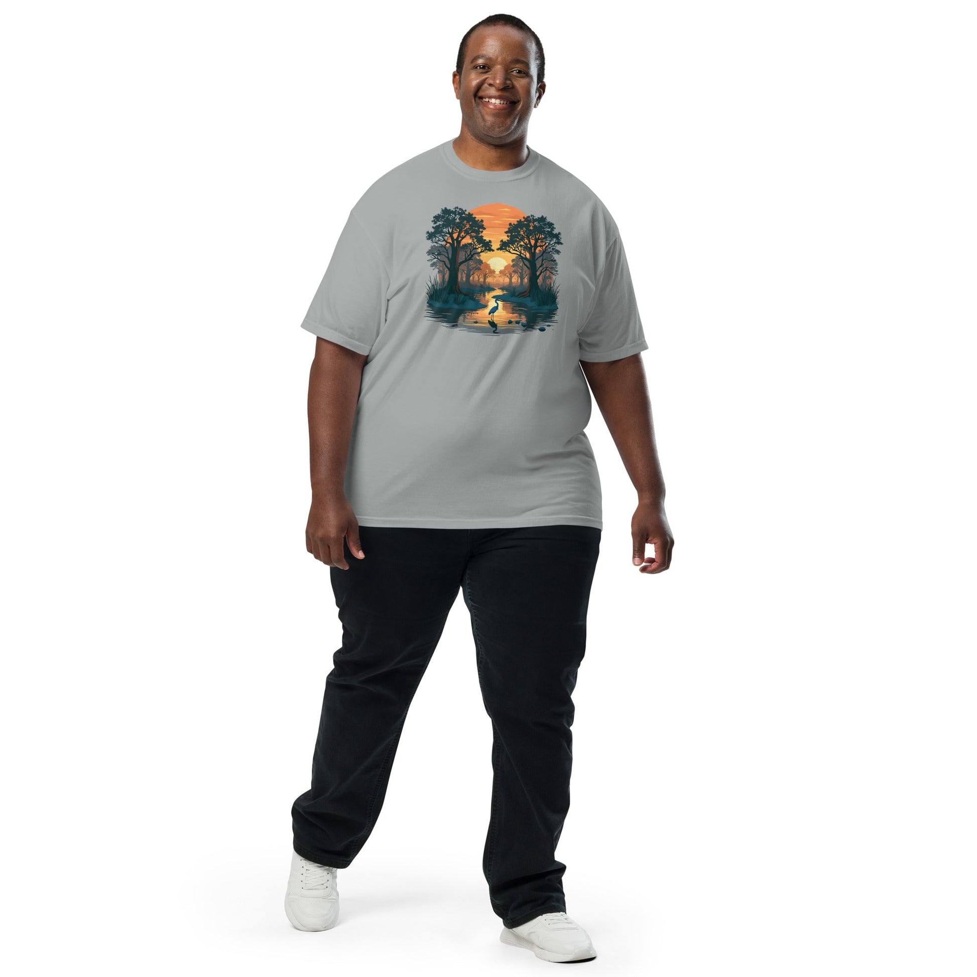 Sunset Heron Men's (Unisex) Premium Tee - Men's Shirts - Discovery Co.