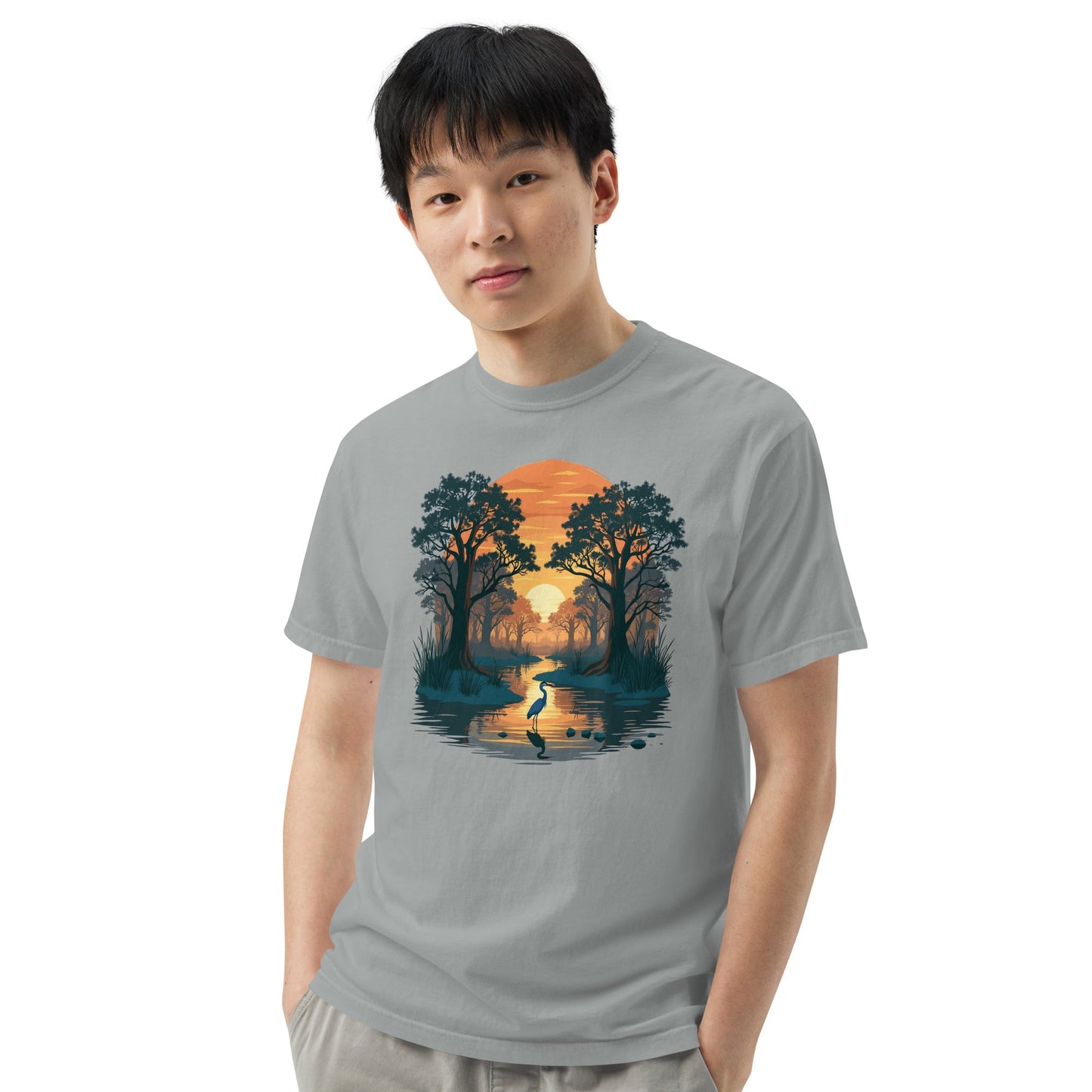 Sunset Heron Men's (Unisex) Premium Tee - Men's Shirts - Discovery Co.