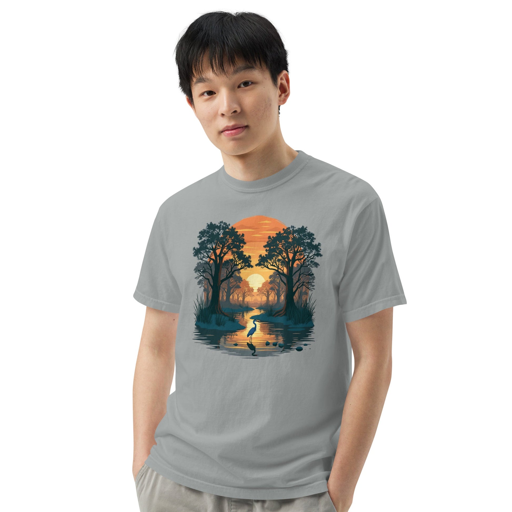 Sunset Heron Men's (Unisex) Premium Tee - Men's Shirts - Discovery Co.