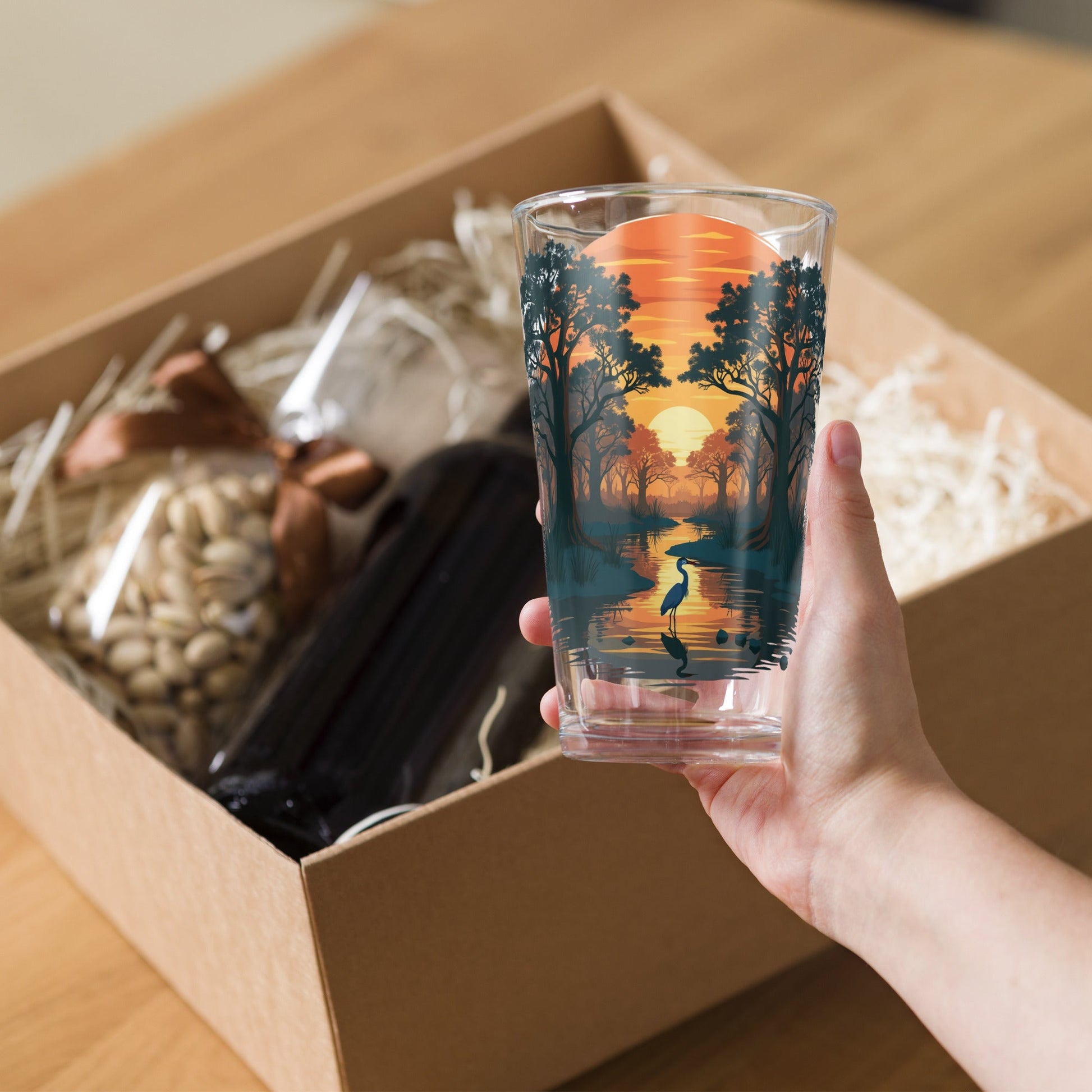 Sunset Heron Pint Glass - Beer Glass - Discovery Co.