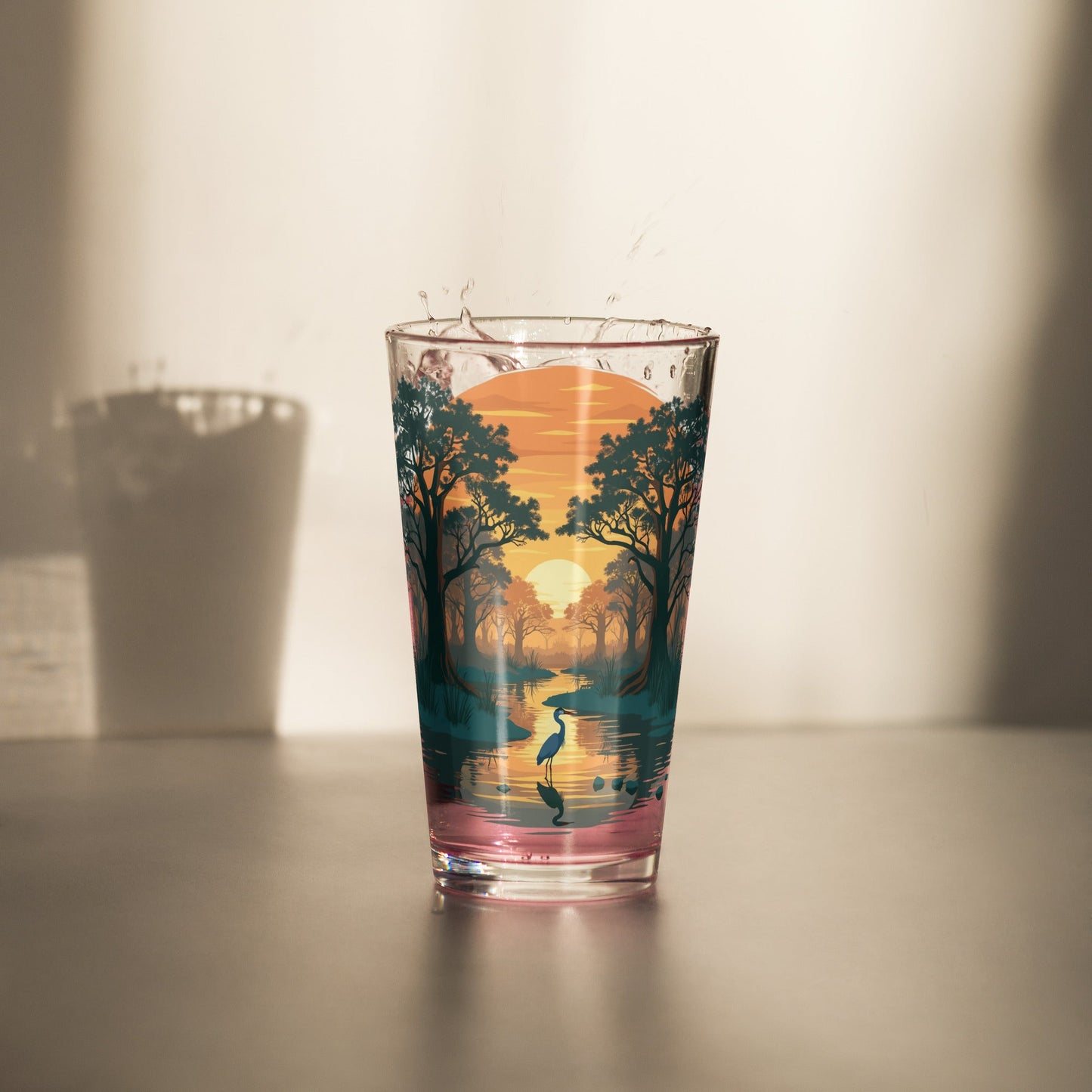 Sunset Heron Pint Glass - Beer Glass - Discovery Co.