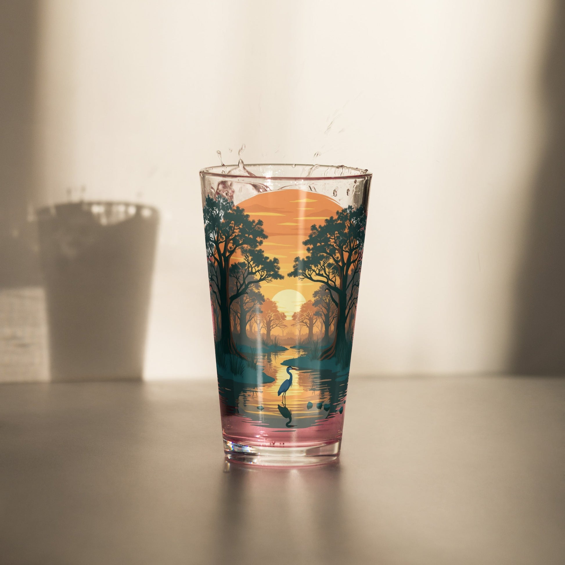 Sunset Heron Pint Glass - Beer Glass - Discovery Co.