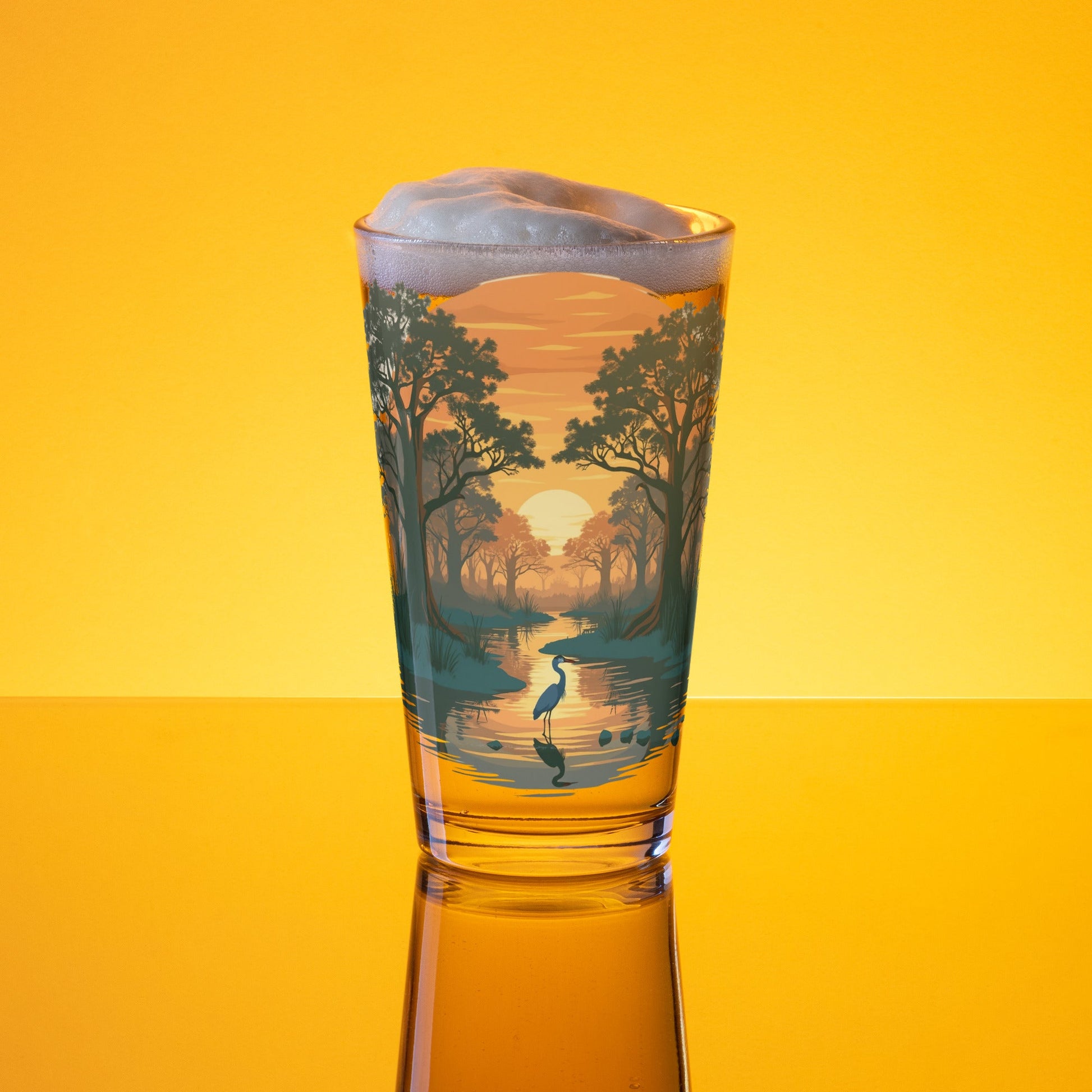 Sunset Heron Pint Glass - Beer Glass - Discovery Co.