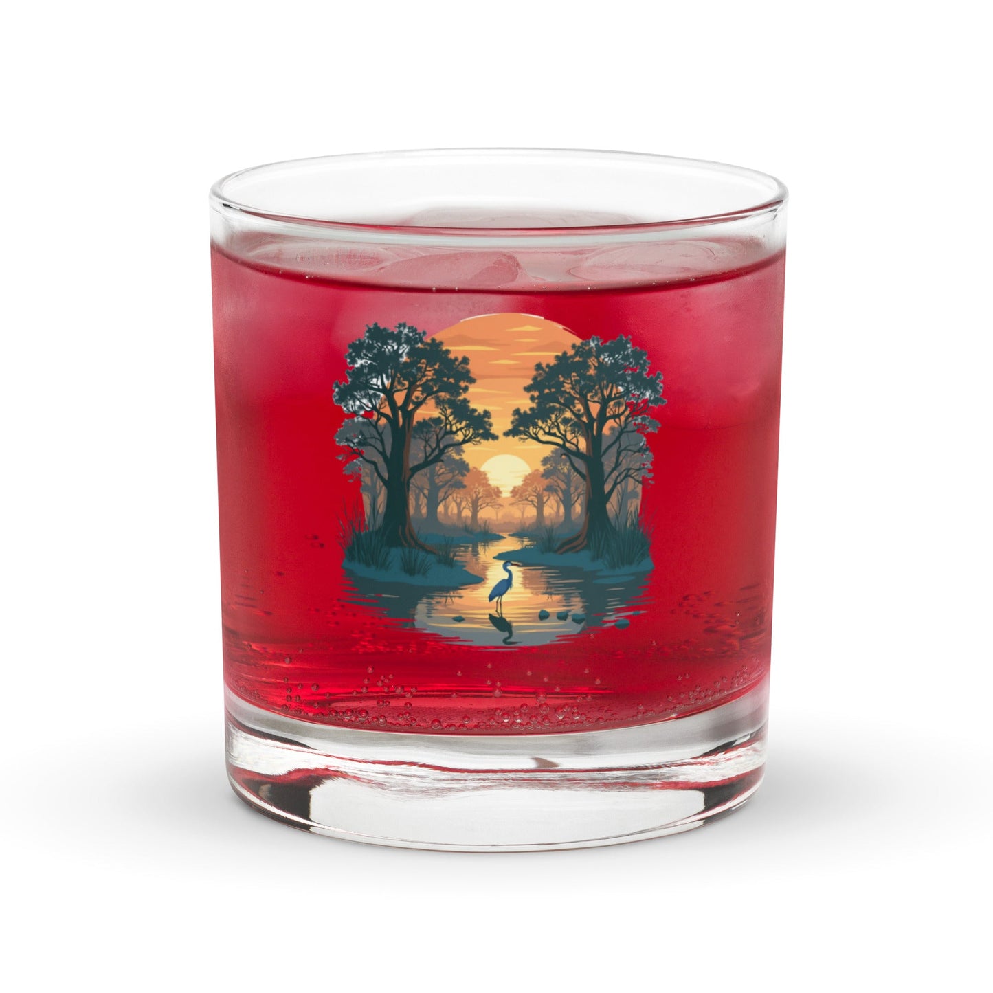 Sunset Heron Rocks Glass - Rocks Glass - Discovery Co.