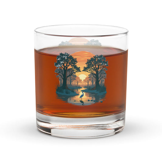 Sunset Heron Rocks Glass - Rocks Glass - Discovery Co.