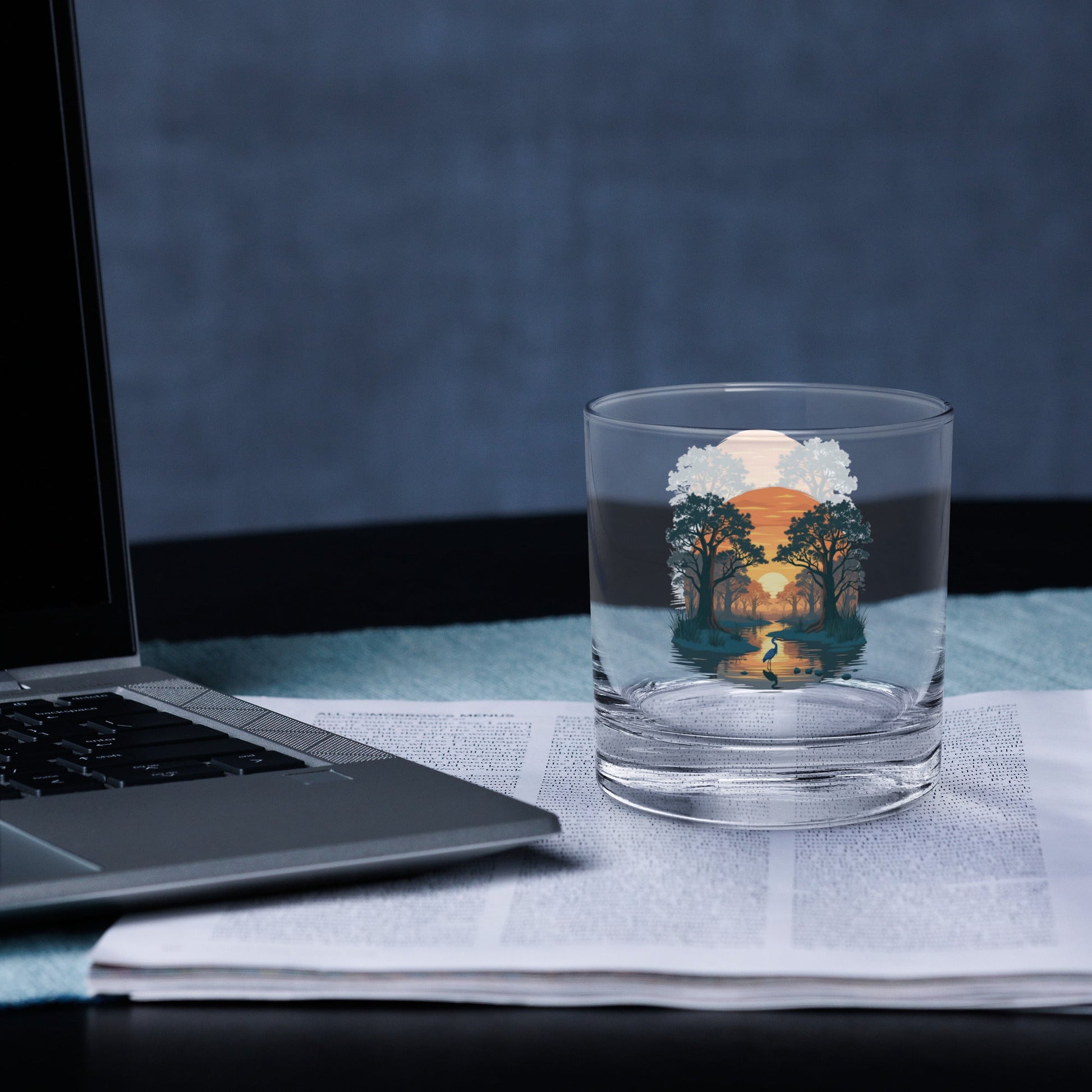 Sunset Heron Rocks Glass - Rocks Glass - Discovery Co.