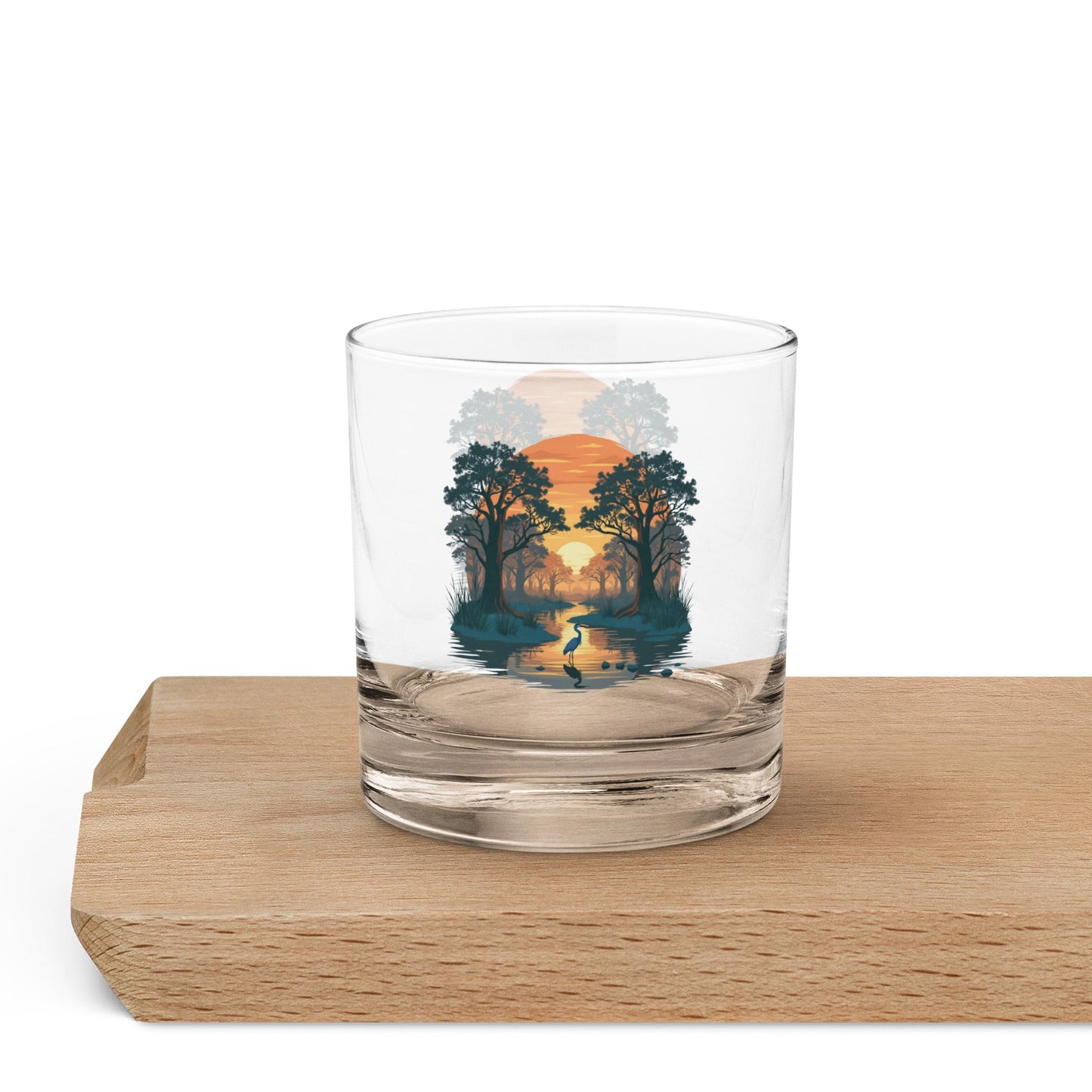 Sunset Heron Rocks Glass - Rocks Glass - Discovery Co.