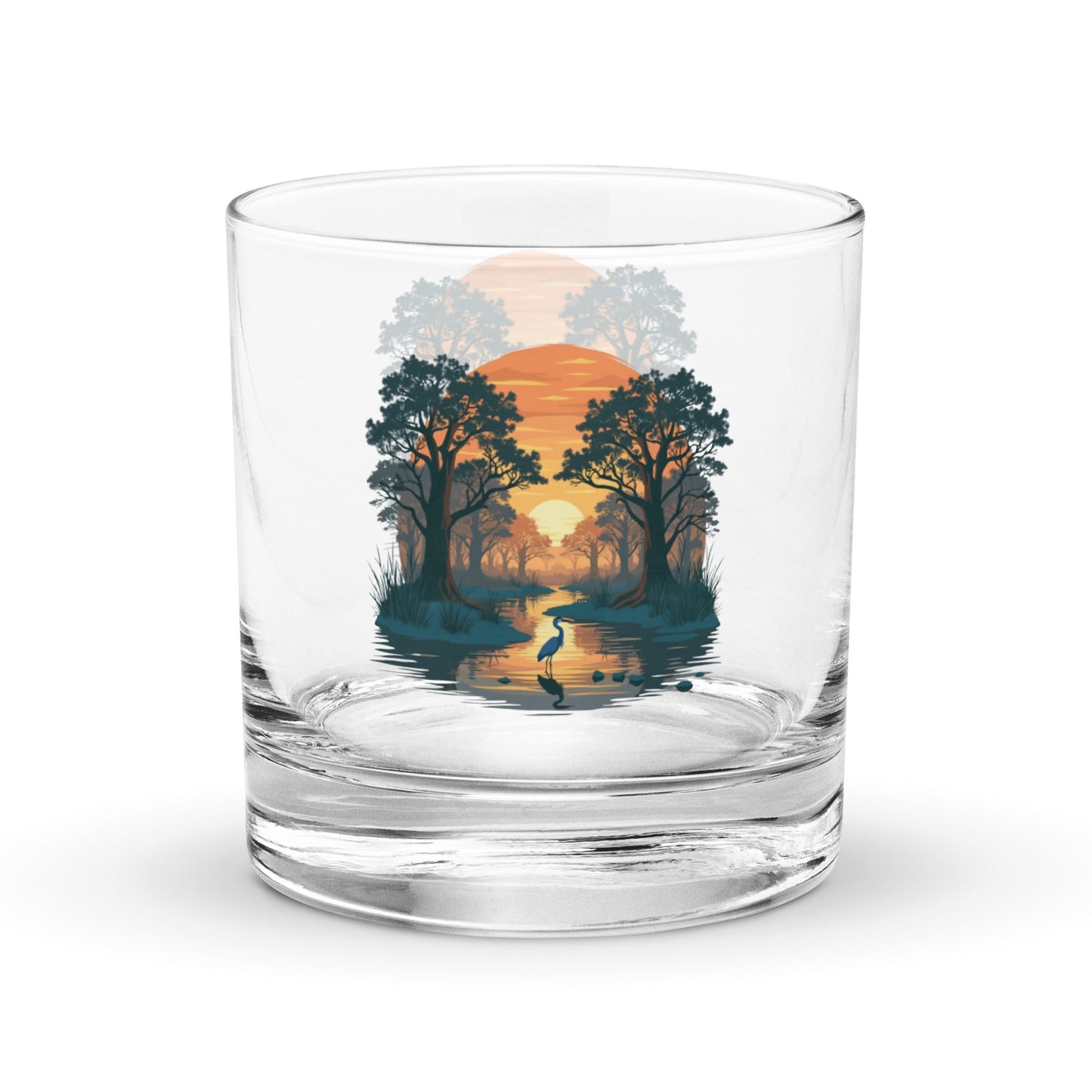 Sunset Heron Rocks Glass - Rocks Glass - Discovery Co.