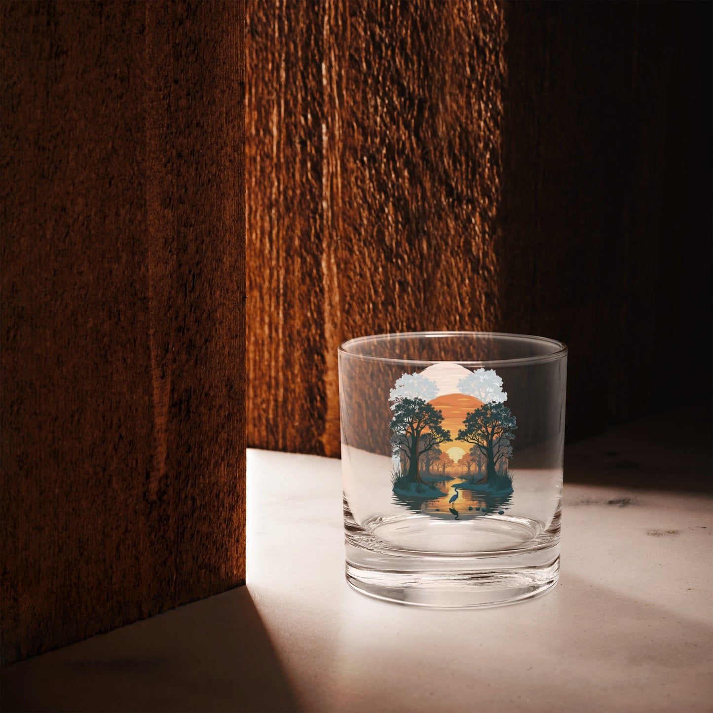 Sunset Heron Rocks Glass - Rocks Glass - Discovery Co.