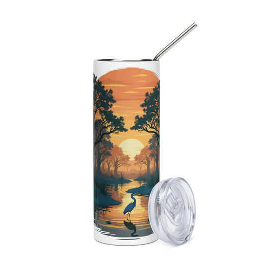 Sunset Heron Stainless Steel Tumbler - Steel Tumbler - Discovery Co.