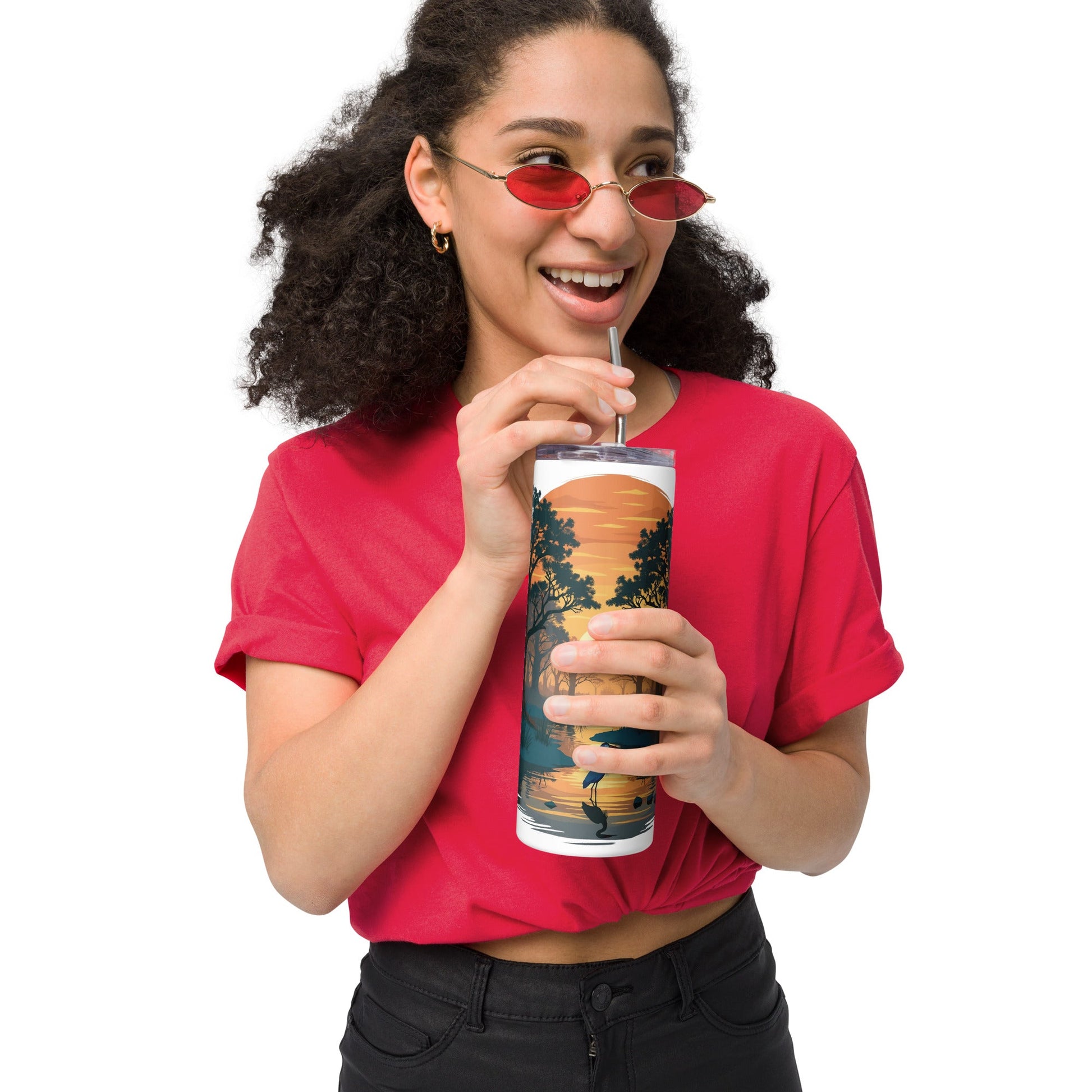 Sunset Heron Stainless Steel Tumbler - Steel Tumbler - Discovery Co.