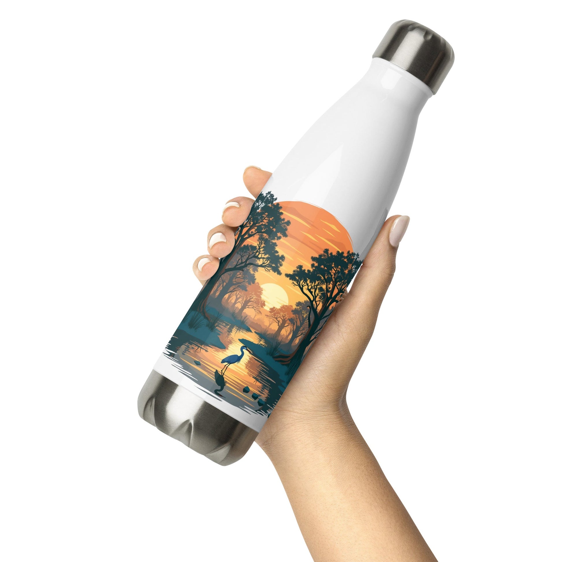 Sunset Heron Stainless Steel Water Bottle - Stainless Steel Water Bottle - Discovery Co.