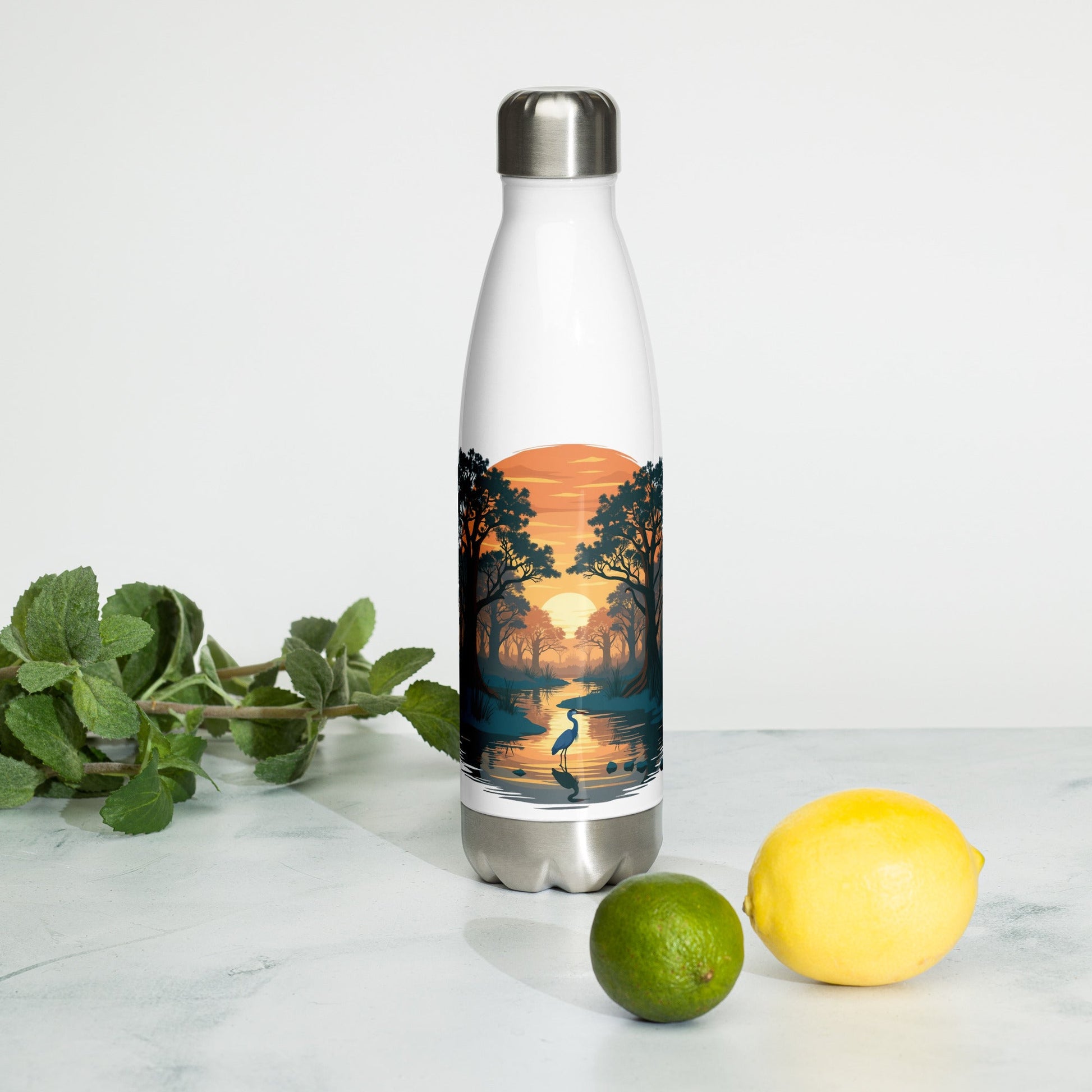 Sunset Heron Stainless Steel Water Bottle - Stainless Steel Water Bottle - Discovery Co.