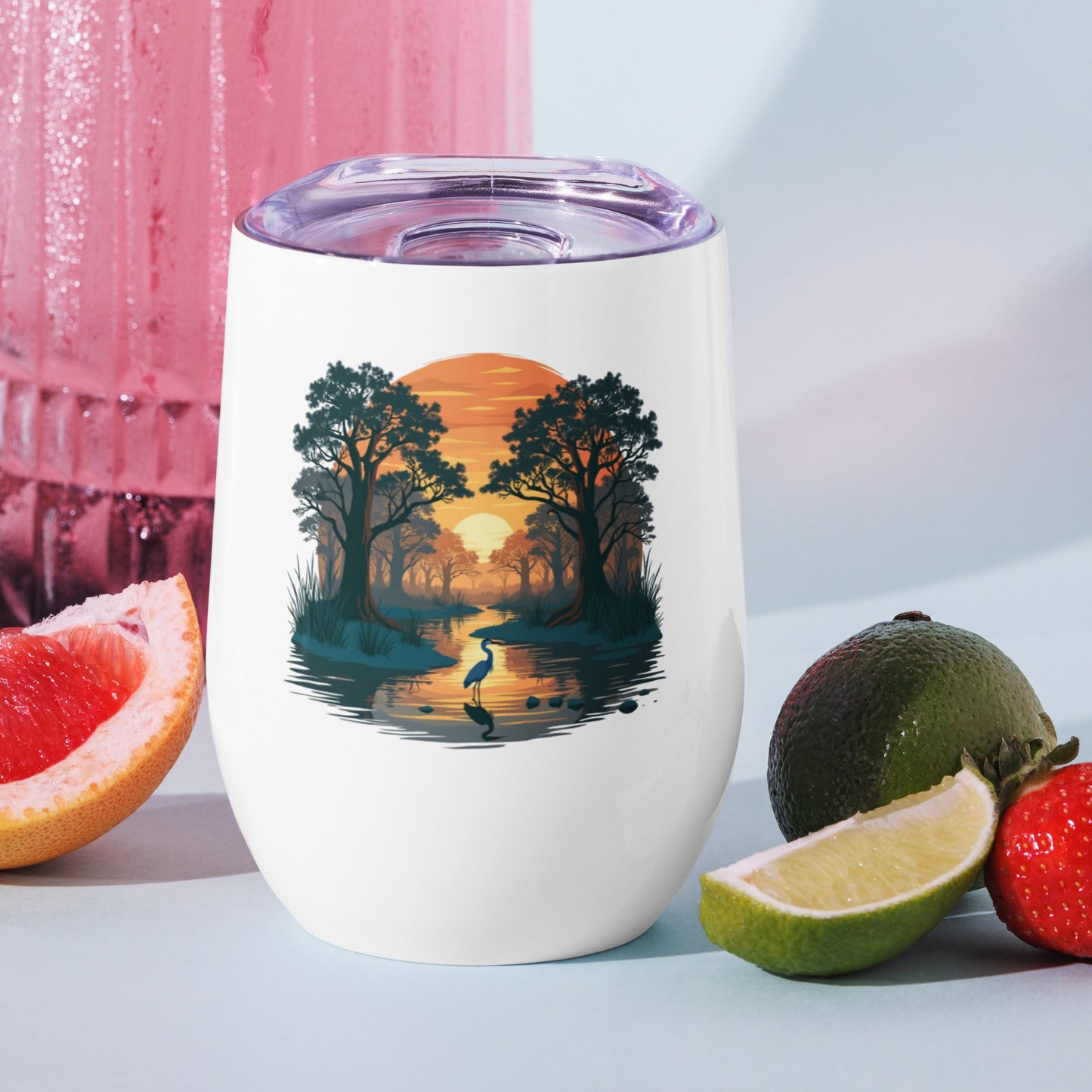Sunset Heron Stainless Steel Wine Tumbler - Steel Tumbler - Discovery Co.