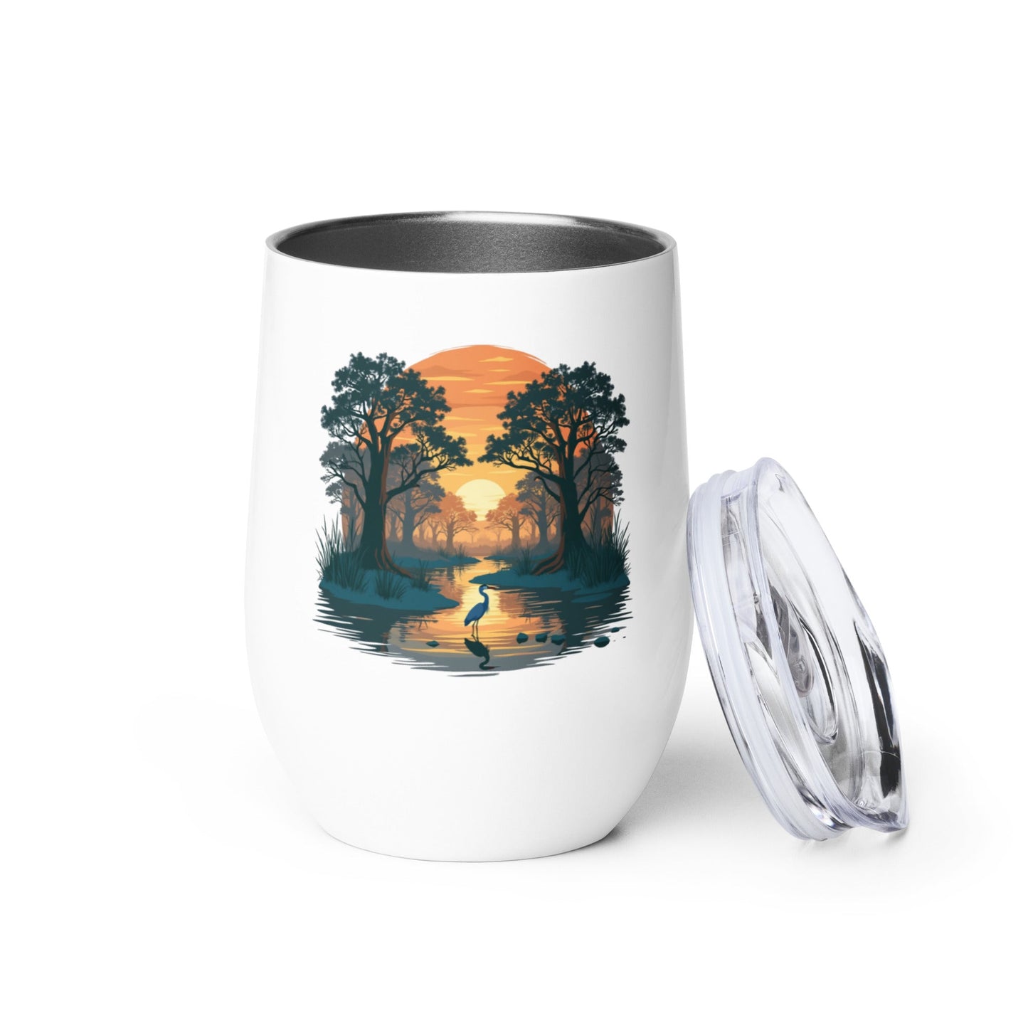 Sunset Heron Stainless Steel Wine Tumbler - Steel Tumbler - Discovery Co.