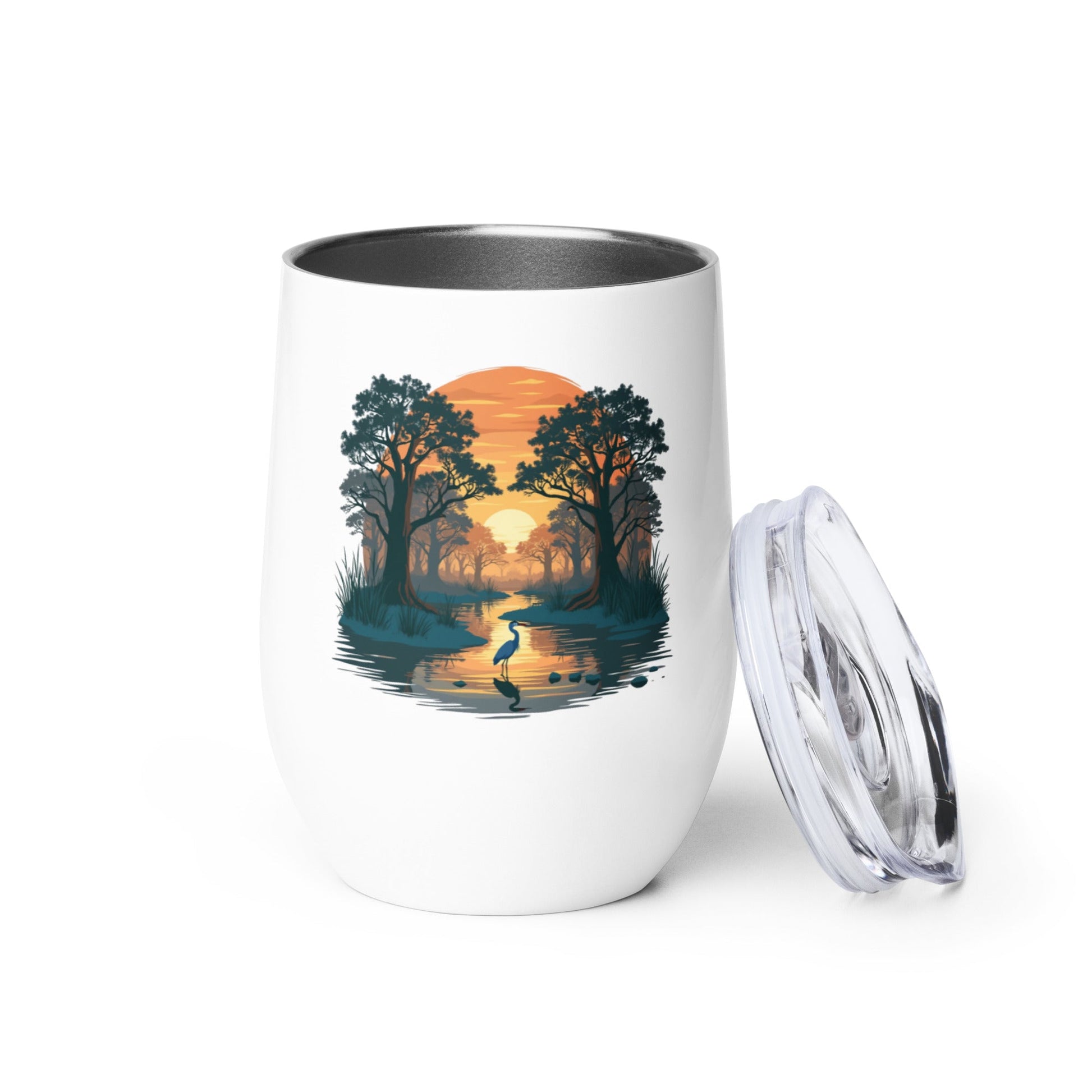 Sunset Heron Stainless Steel Wine Tumbler - Steel Tumbler - Discovery Co.