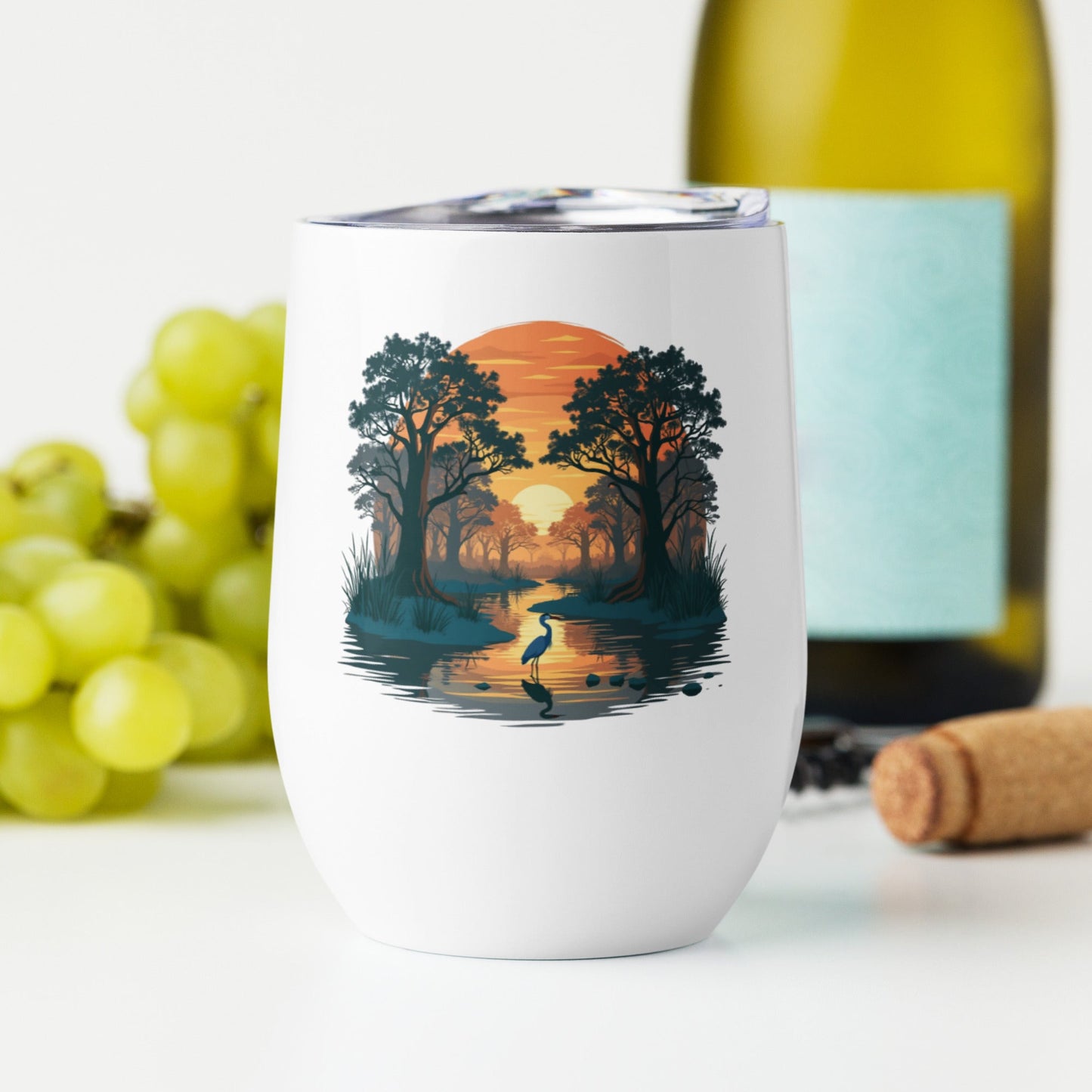 Sunset Heron Stainless Steel Wine Tumbler - Steel Tumbler - Discovery Co.