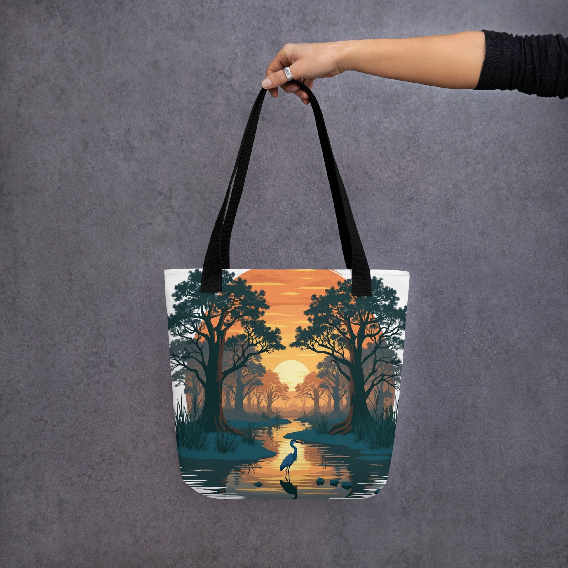 Sunset Heron Tote Bag - Tote Bags - Discovery Co.