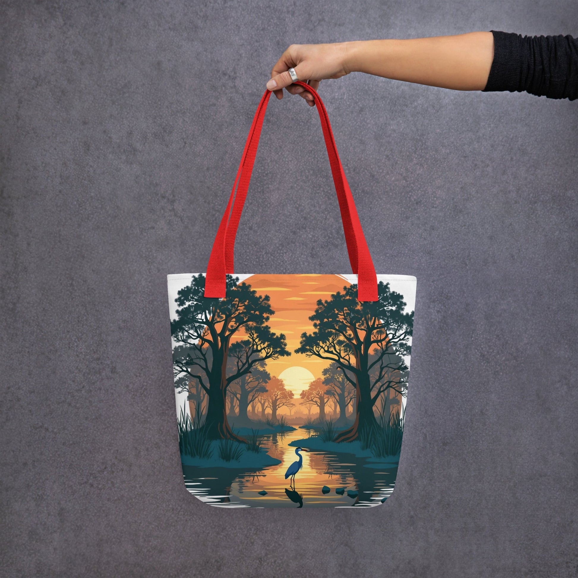 Sunset Heron Tote Bag - Tote Bags - Discovery Co.