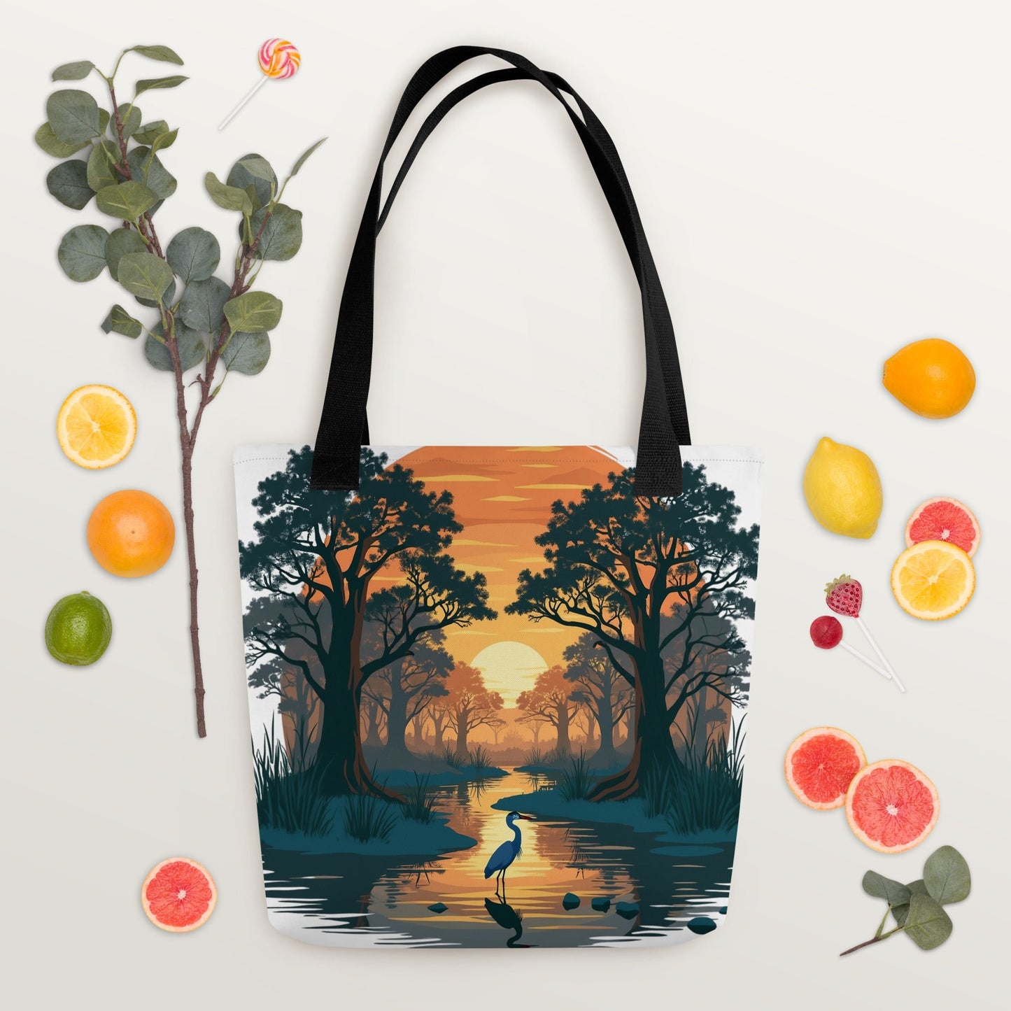 Sunset Heron Tote Bag - Tote Bags - Discovery Co.