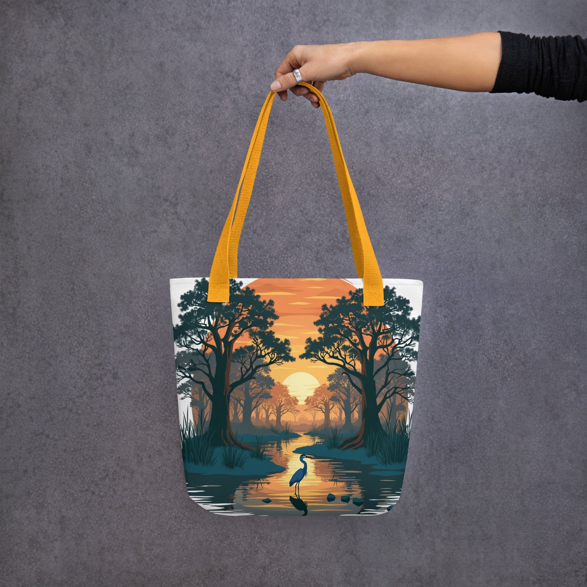 Sunset Heron Tote Bag - Tote Bags - Discovery Co.