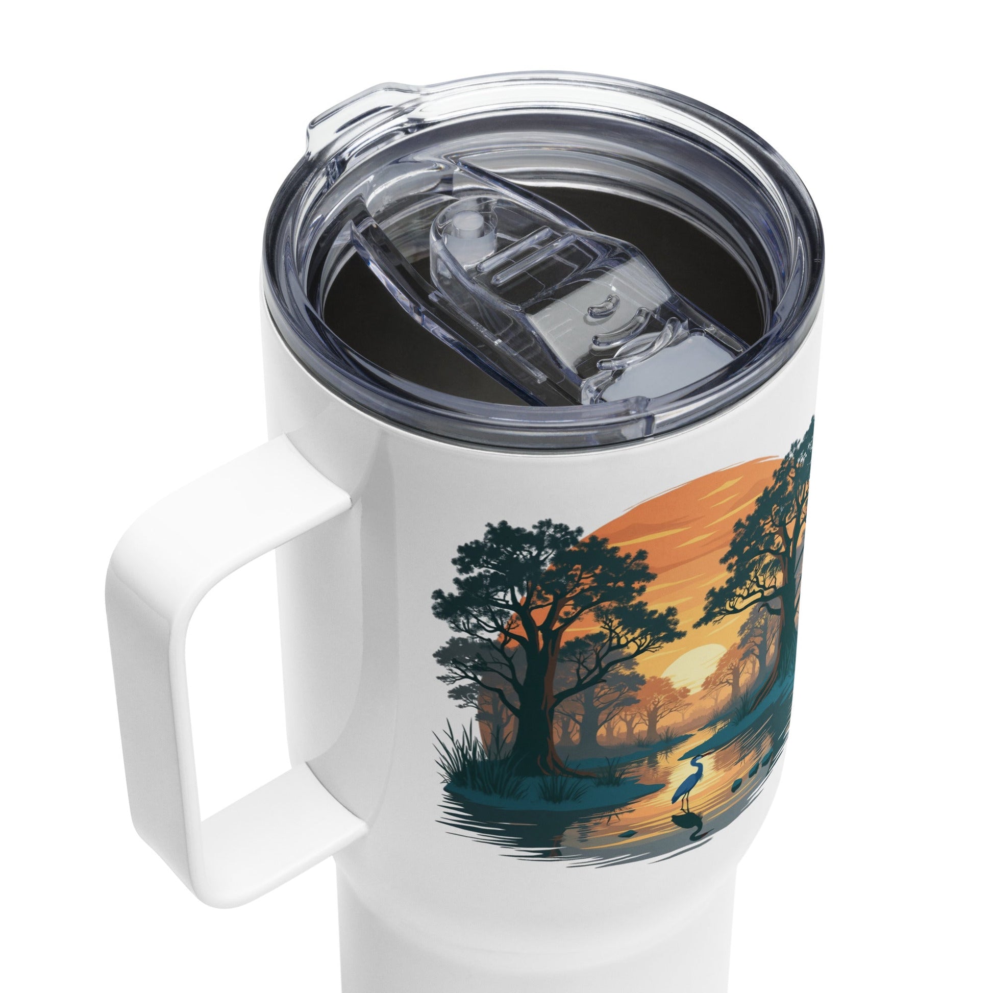 Sunset Heron Travel Mug With Handle (25 oz and 40 oz) - Travel Mug - Discovery Co.