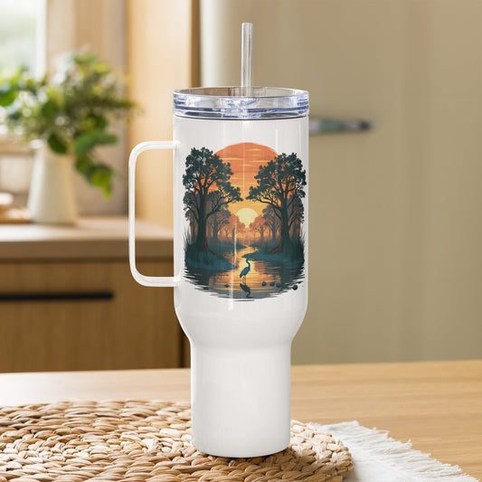 Sunset Heron Travel Mug With Handle (25 oz and 40 oz) - Travel Mug - Discovery Co.