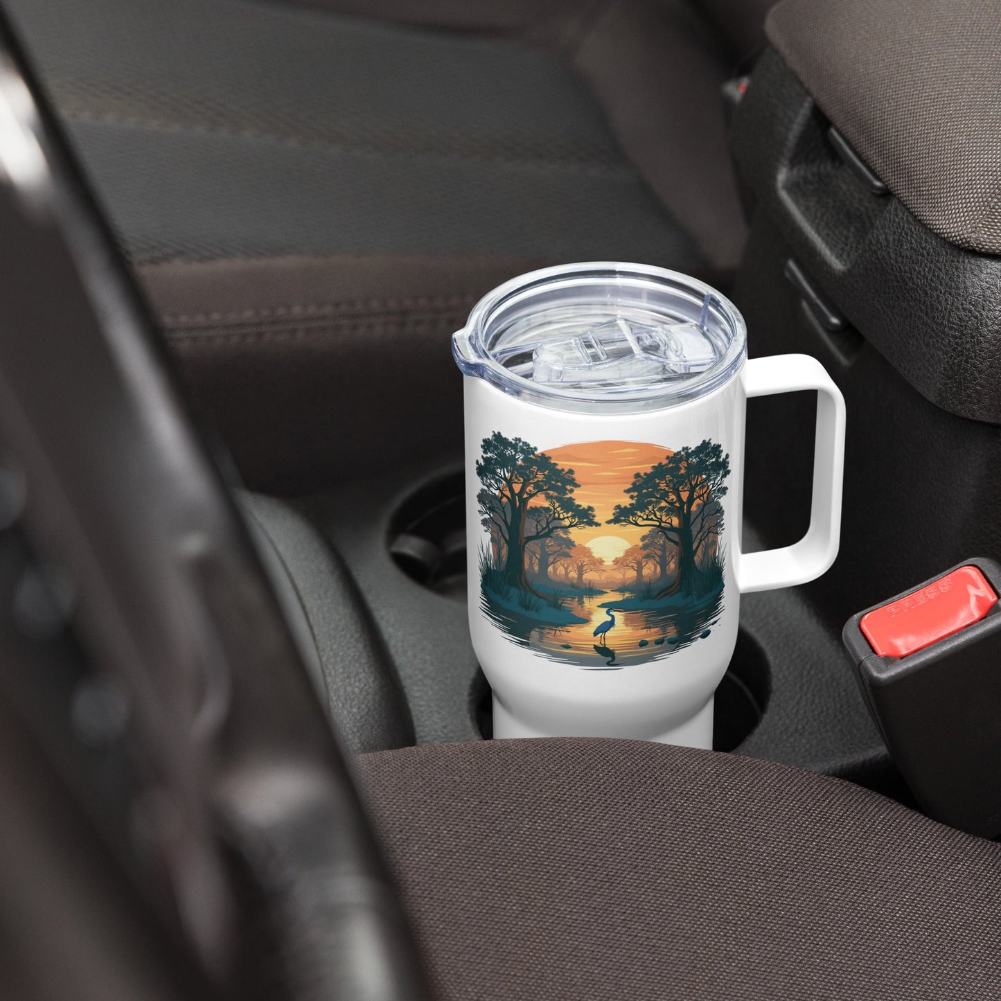 Sunset Heron Travel Mug With Handle (25 oz and 40 oz) - Travel Mug - Discovery Co.