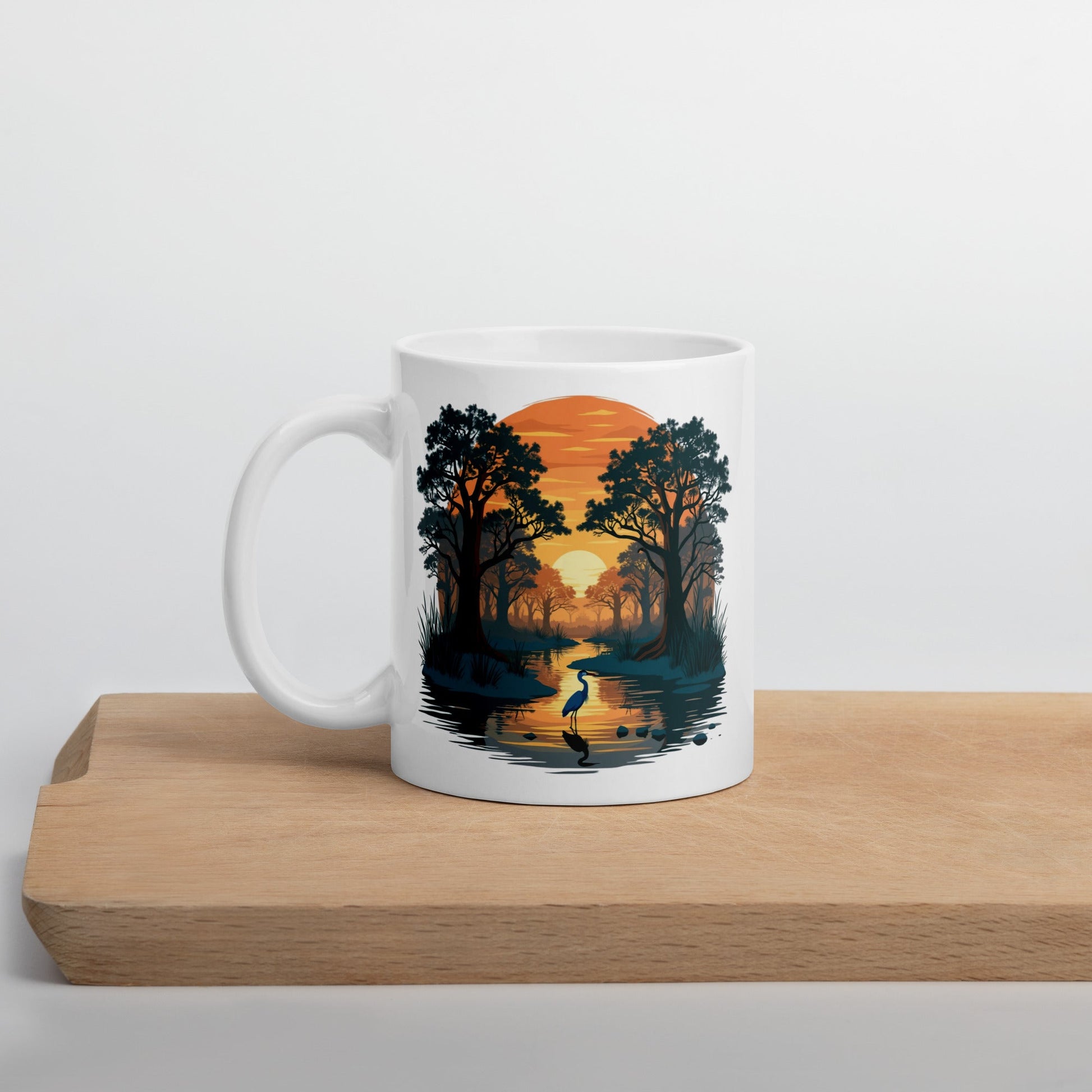 Sunset Heron White Glossy Mug (11 oz, 15 oz, 20 oz) - Mugs - Discovery Co.