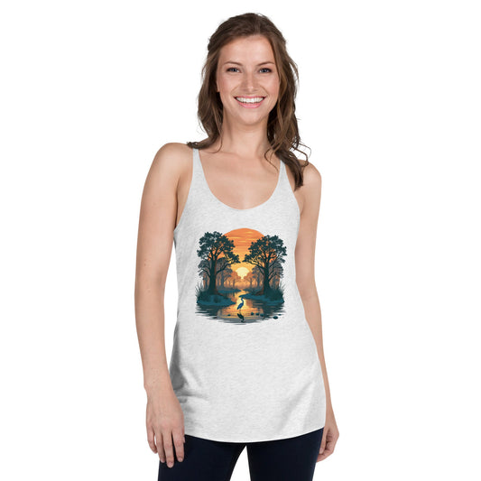 Sunset Heron Women's Racerback Tank - Women's Shirts - Discovery Co.