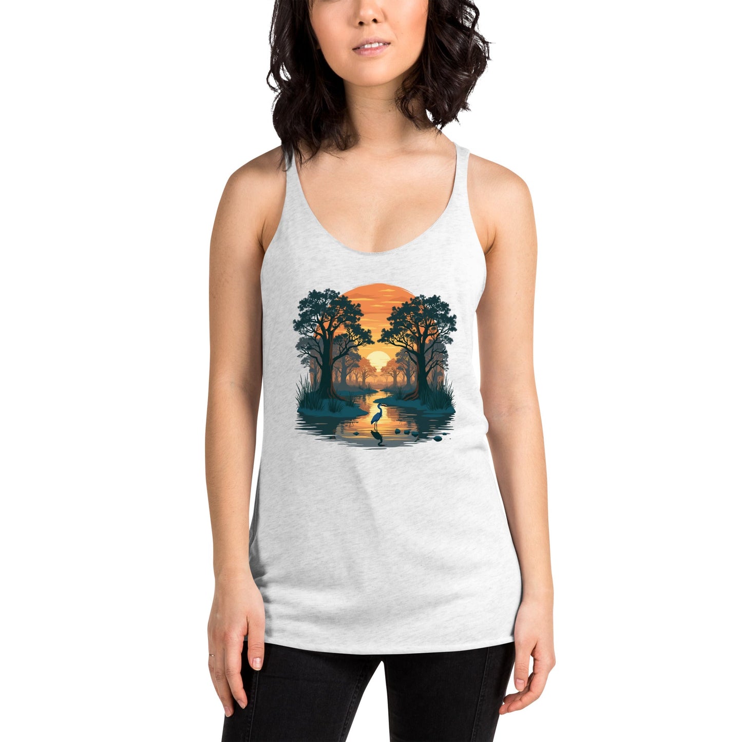 Sunset Heron Women's Racerback Tank - Women's Shirts - Discovery Co.