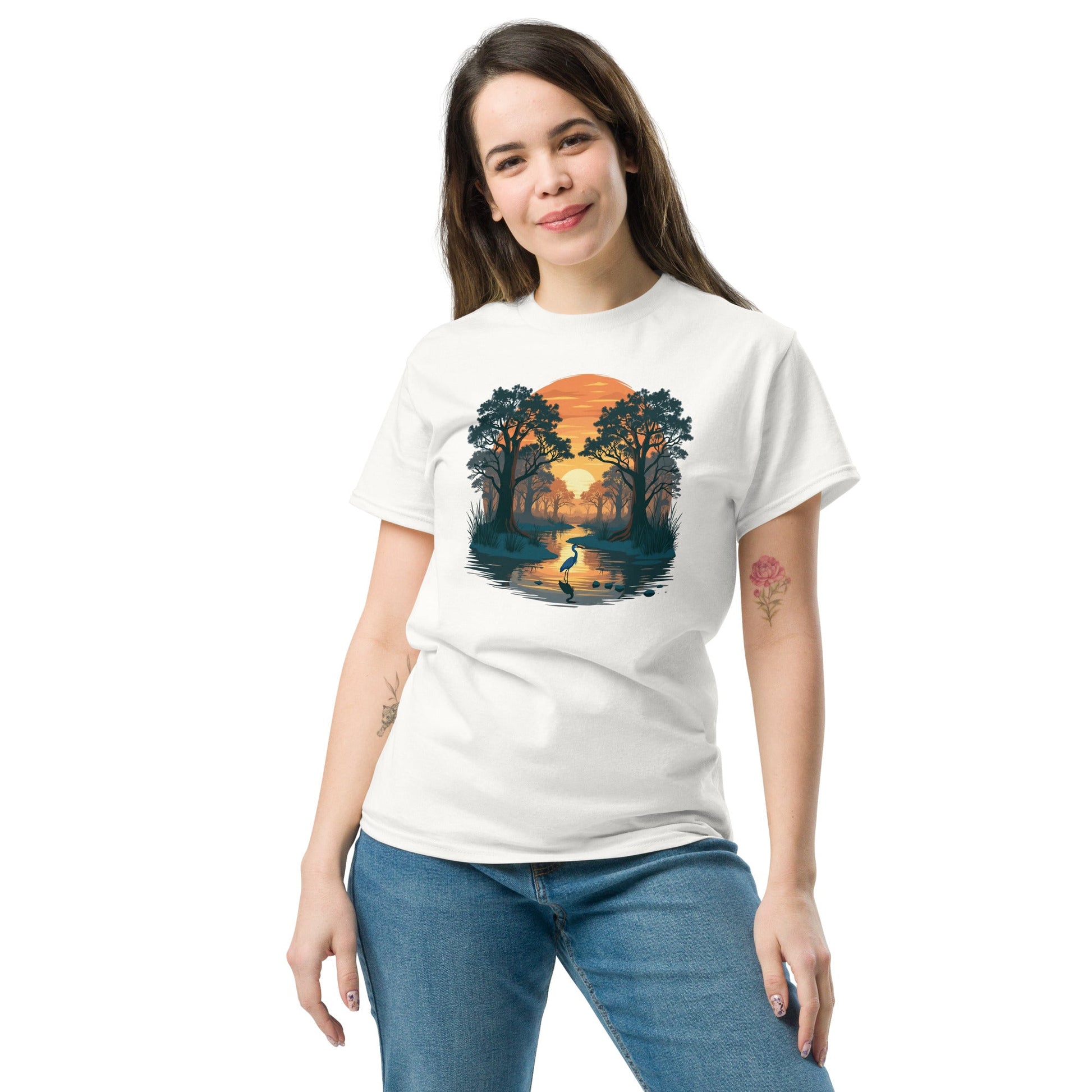 Sunset Heron Women's (Unisex) Classic Tee - Women's Shirts - Discovery Co.