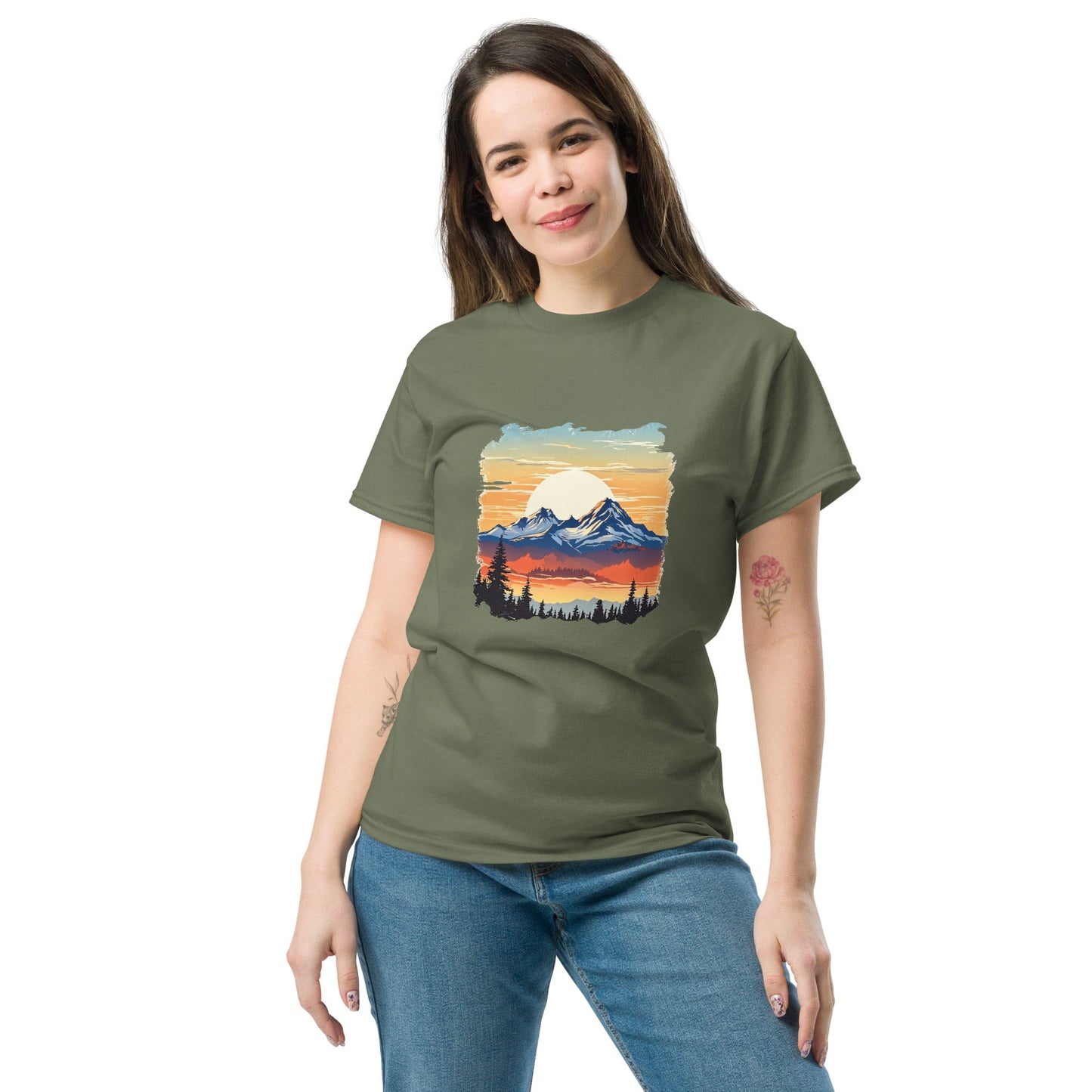 Sunset Mountains Women's Classic Tee - Women's Shirts - Discovery Co.