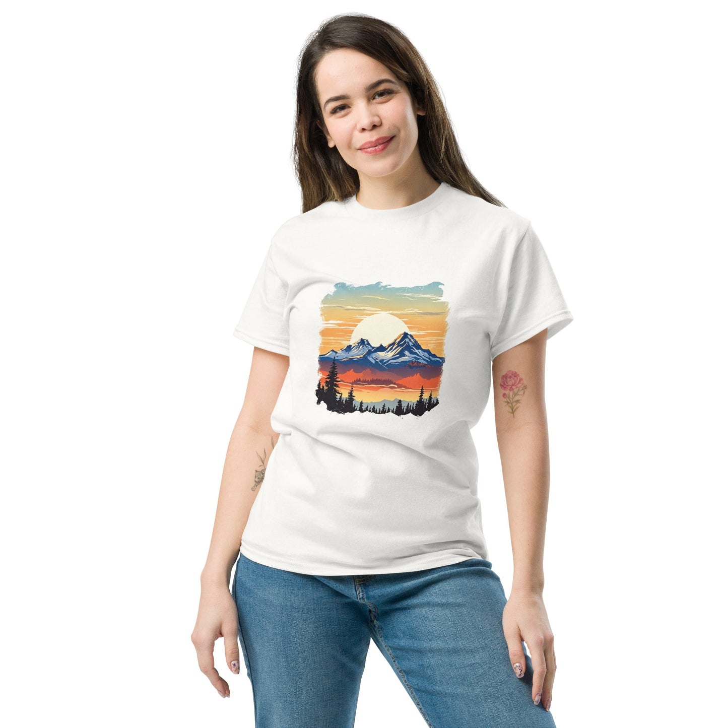 Sunset Mountains Women's Classic Tee - Women's Shirts - Discovery Co.