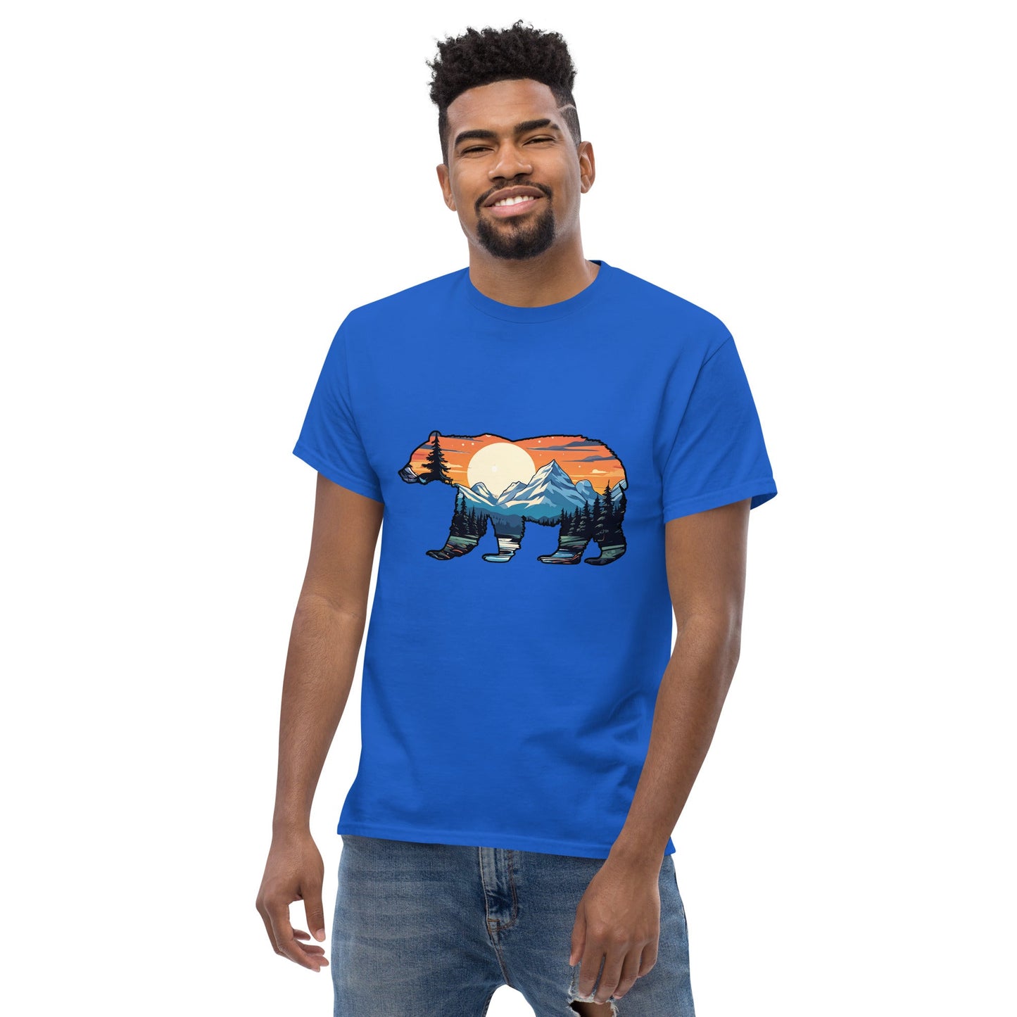 Sunset Over Mountains Bear Men's Classic Tee - Men's Shirts - Discovery Co.