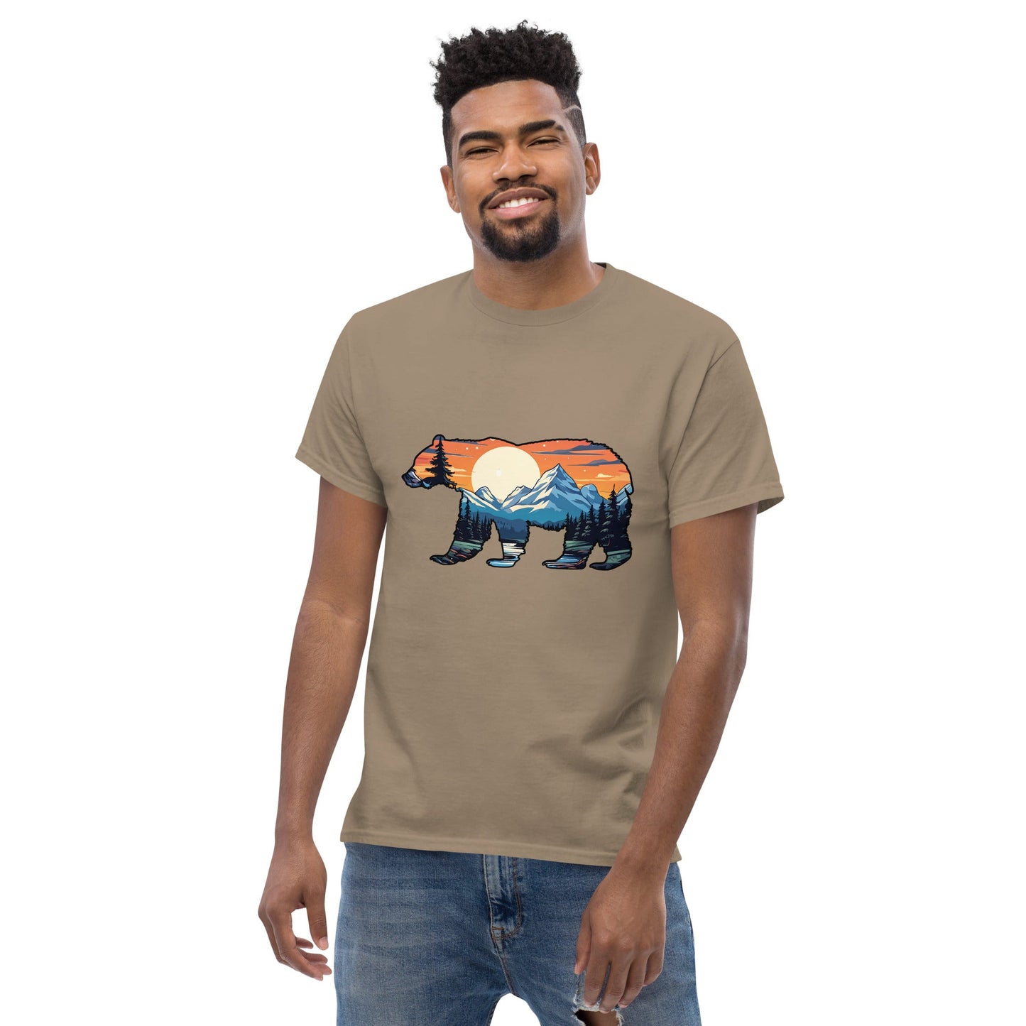 Sunset Over Mountains Bear Men's Classic Tee - Men's Shirts - Discovery Co.