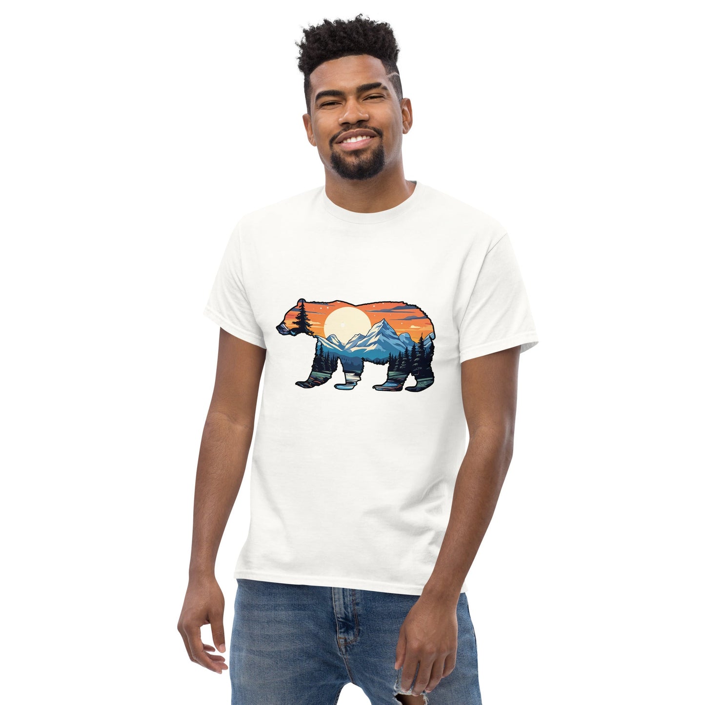 Sunset Over Mountains Bear Men's Classic Tee - Men's Shirts - Discovery Co.