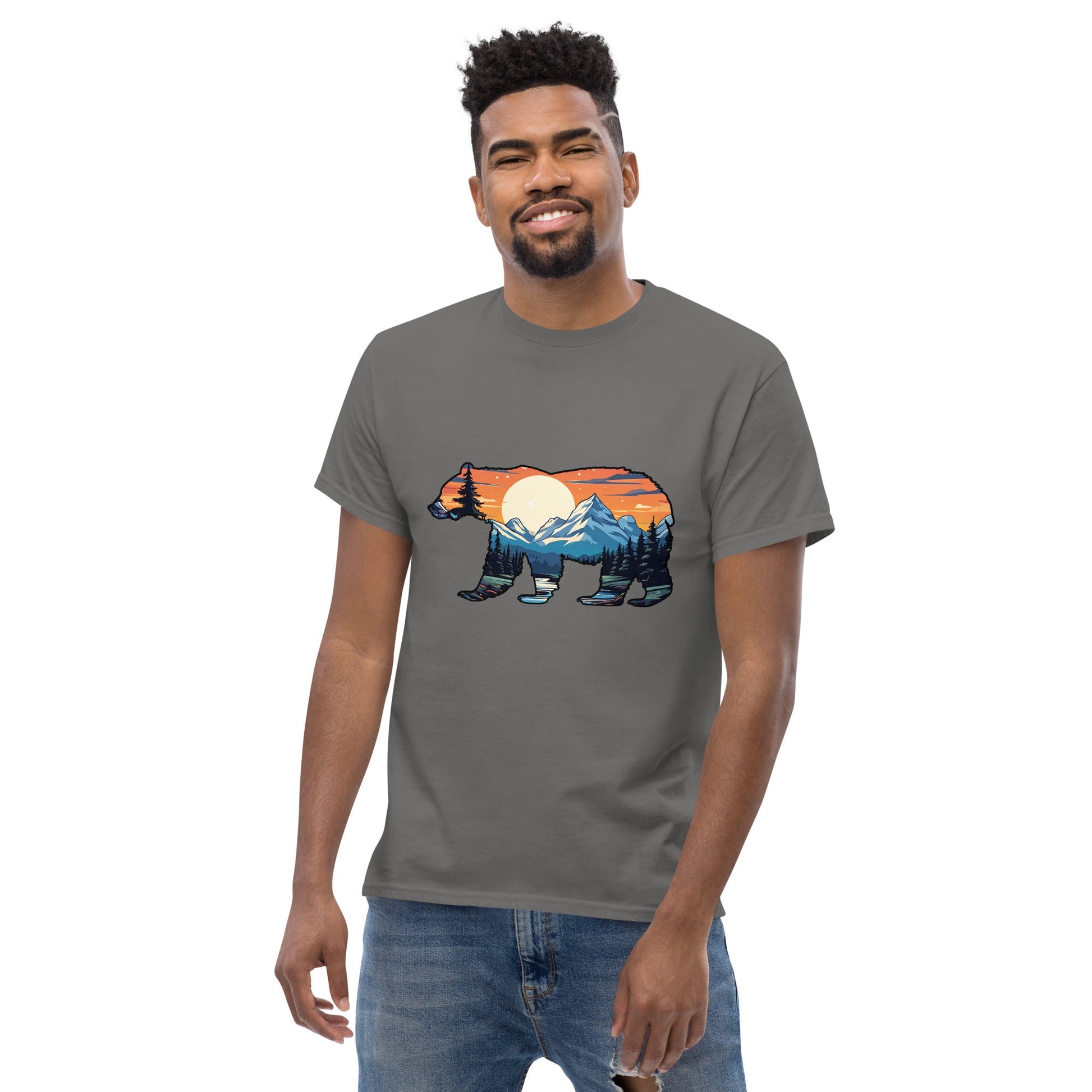 Sunset Over Mountains Bear Men's Classic Tee - Men's Shirts - Discovery Co.