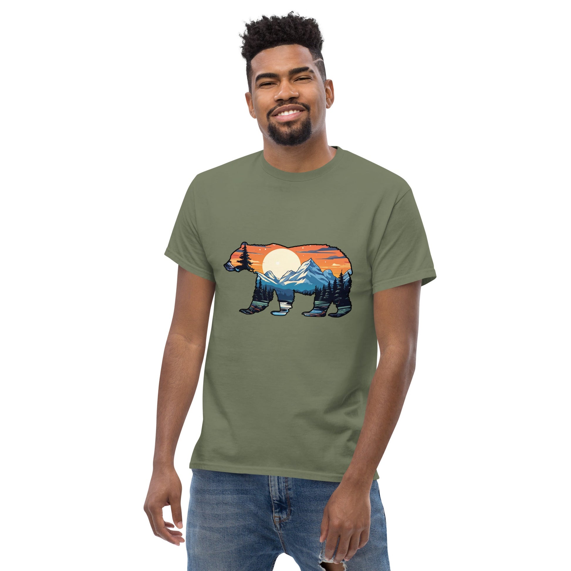 Sunset Over Mountains Bear Men's Classic Tee - Men's Shirts - Discovery Co.