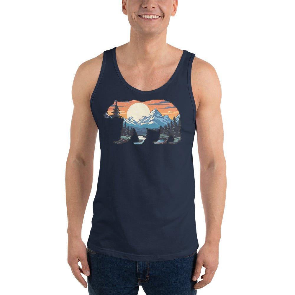 Sunset Over Mountains Bear Men's Tank Top - Men's Shirts - Discovery Co.
