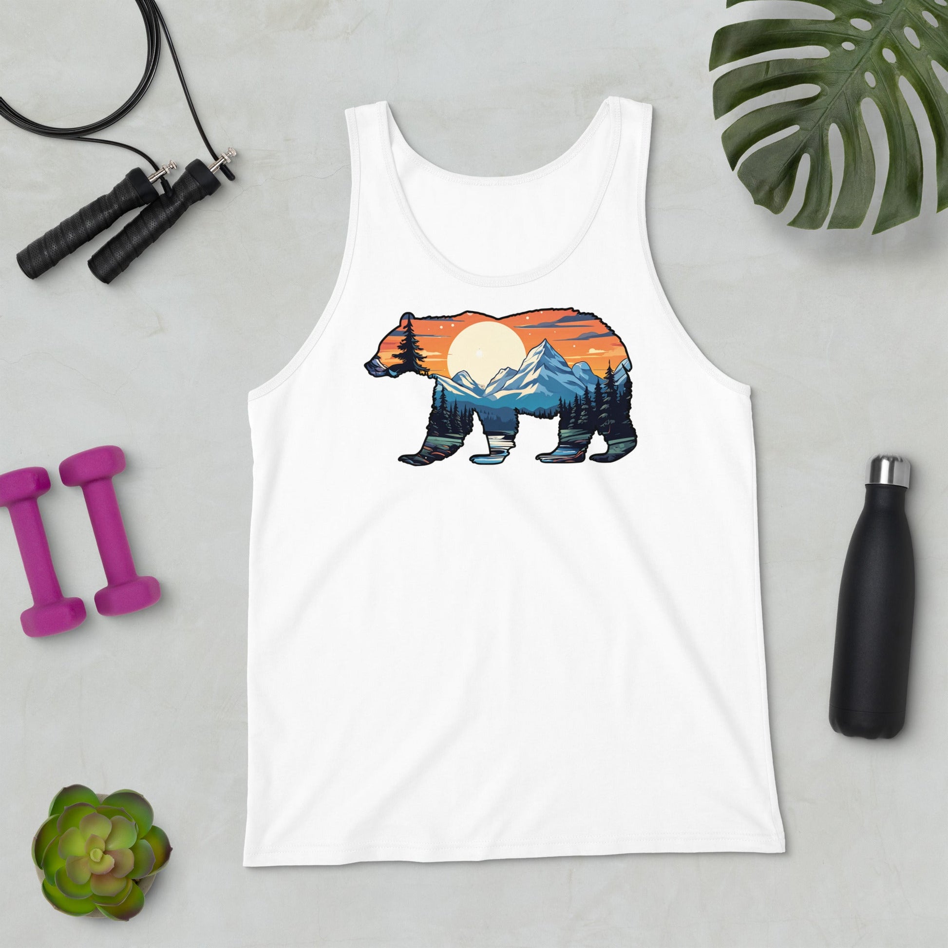 Sunset Over Mountains Bear Men's Tank Top - Men's Shirts - Discovery Co.