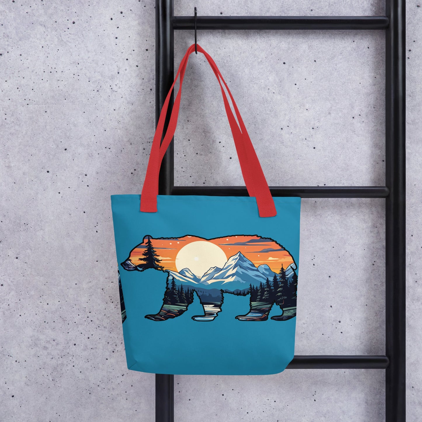 Sunset Over Mountains Bear Tote Bag - Tote Bags - Discovery Co.