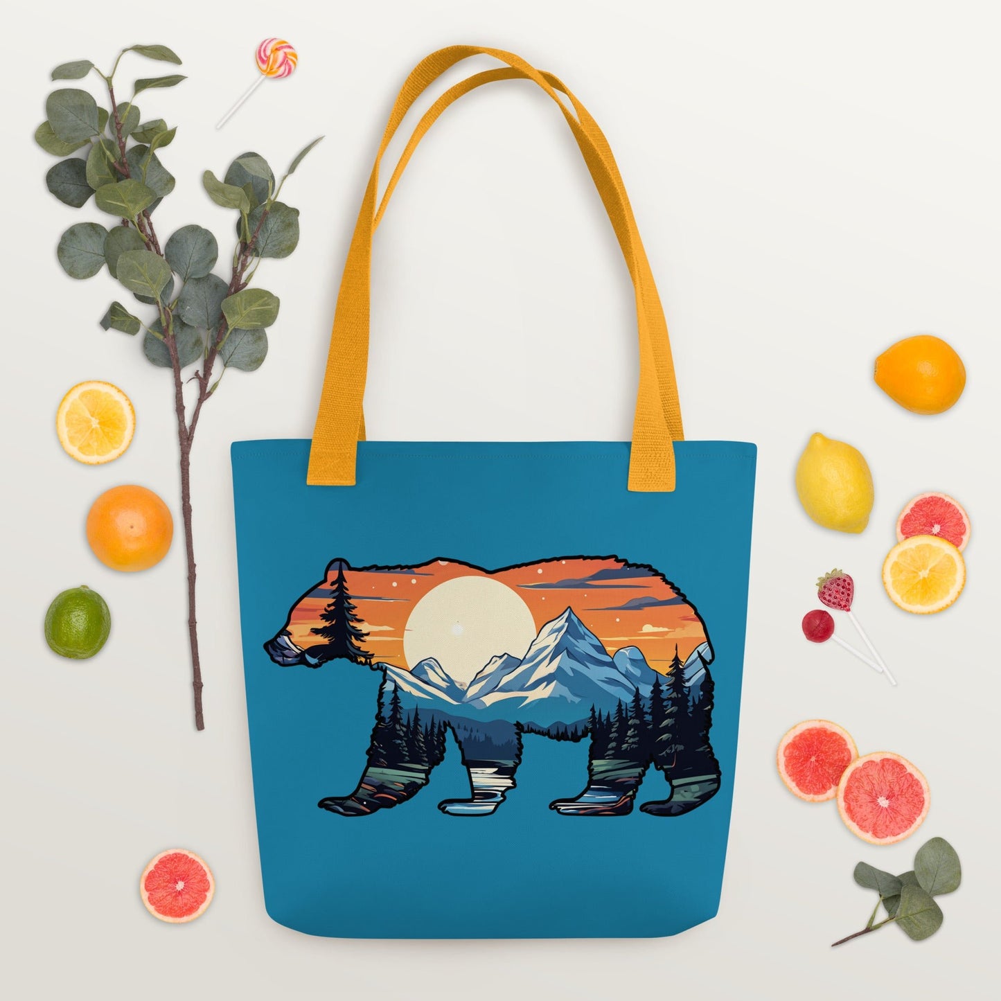 Sunset Over Mountains Bear Tote Bag - Tote Bags - Discovery Co.