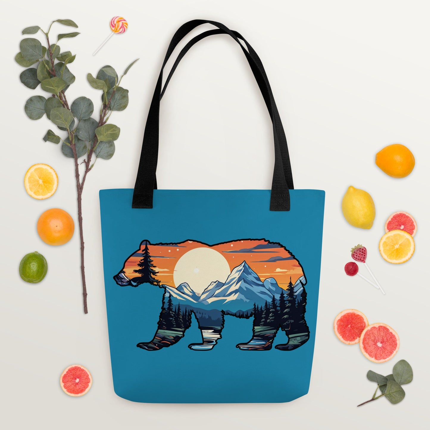 Sunset Over Mountains Bear Tote Bag - Tote Bags - Discovery Co.