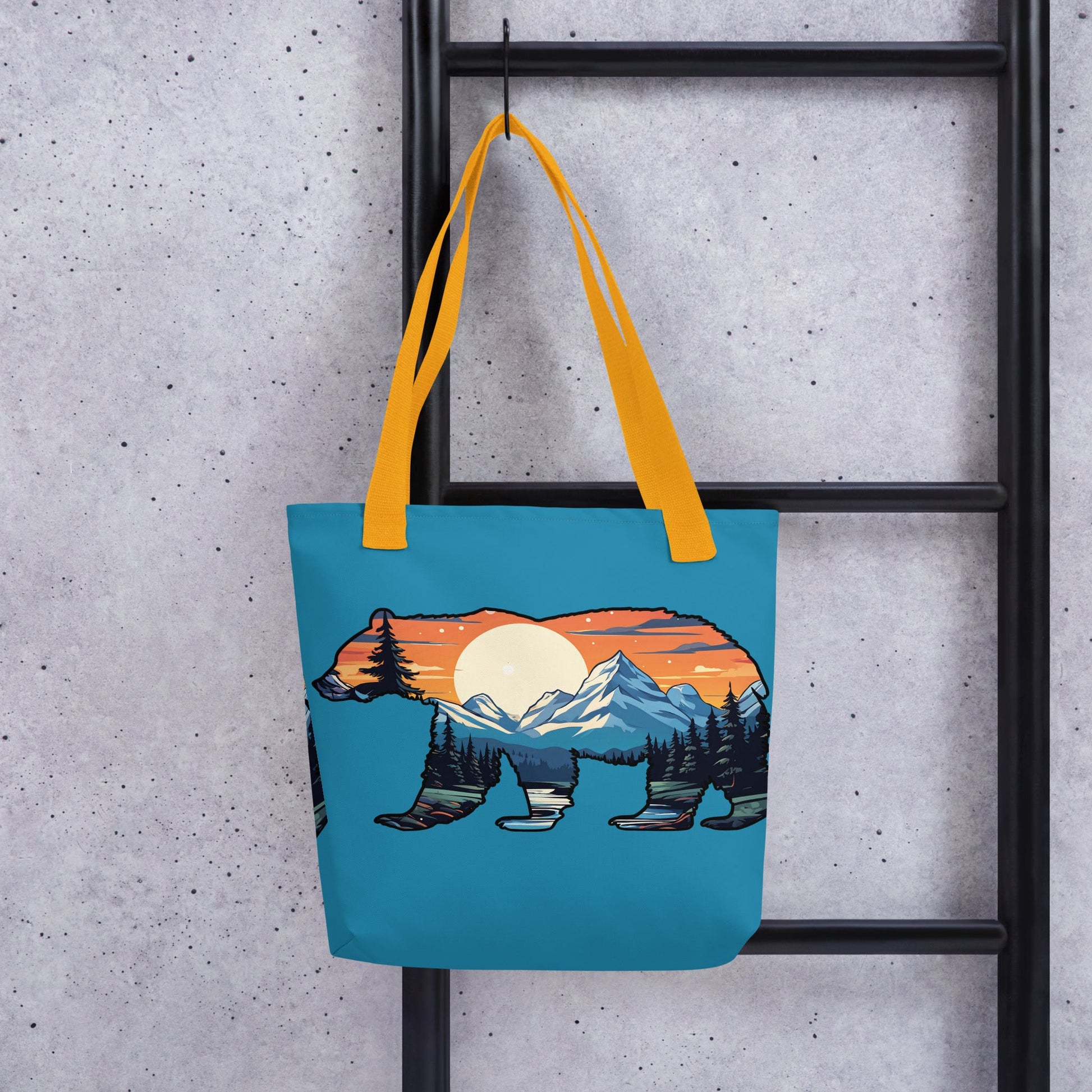 Sunset Over Mountains Bear Tote Bag - Tote Bags - Discovery Co.