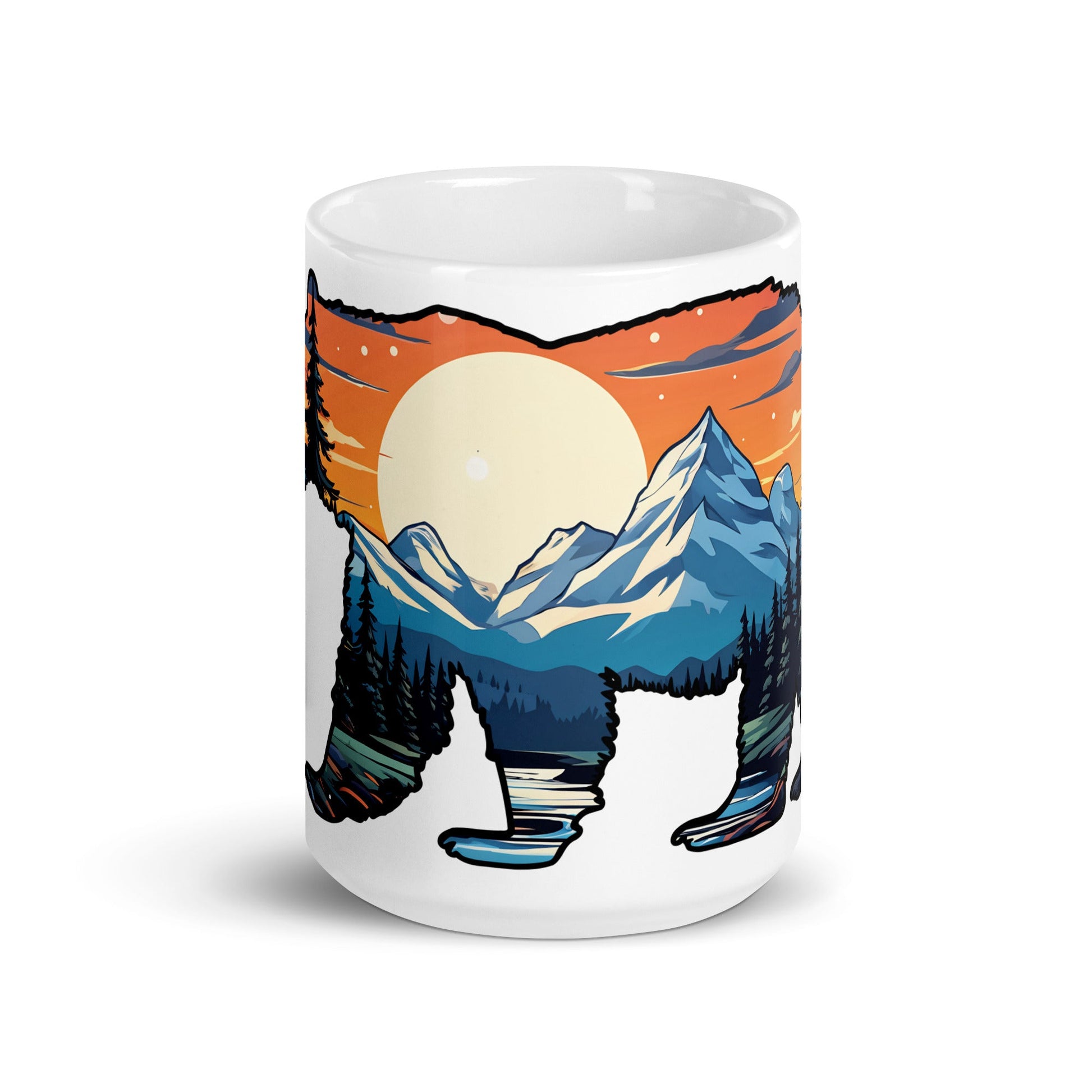 Sunset Over Mountains Bear White Glossy Mug (11 oz, 15 oz, 20 oz) - Mugs - Discovery Co.