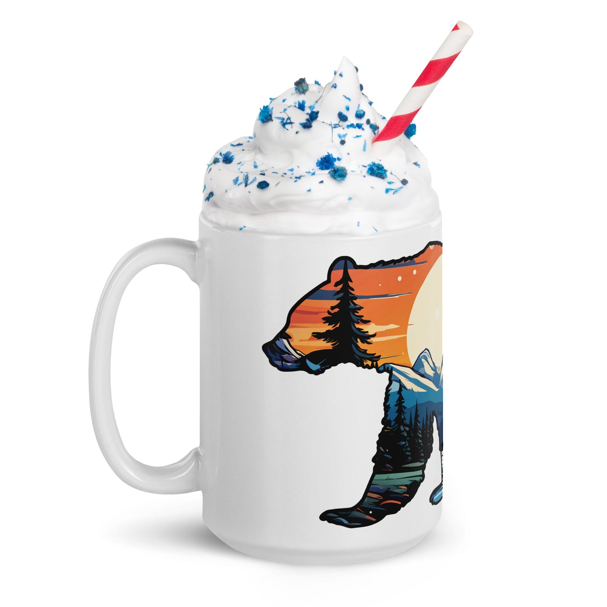 Sunset Over Mountains Bear White Glossy Mug (11 oz, 15 oz, 20 oz) - Mugs - Discovery Co.