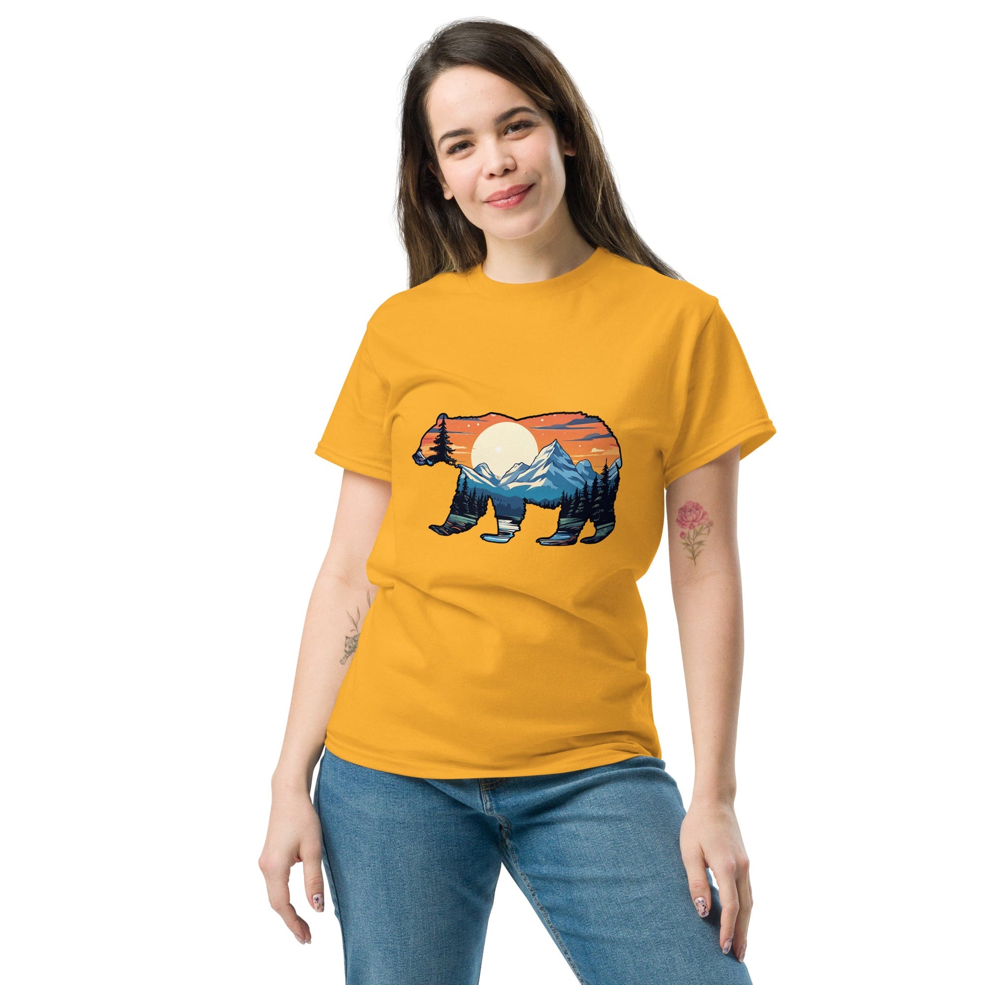 Sunset Over Mountains Bear Women's Classic Tee - Women's Shirts - Discovery Co.