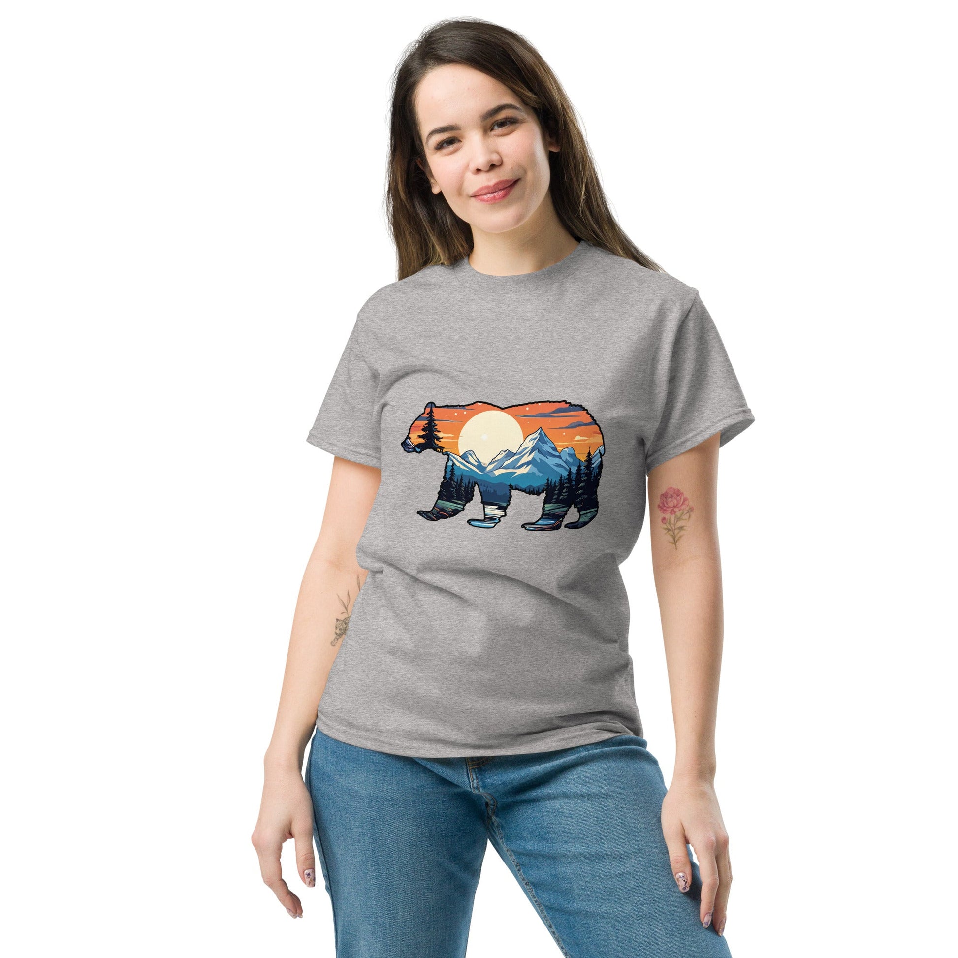 Sunset Over Mountains Bear Women's Classic Tee - Women's Shirts - Discovery Co.