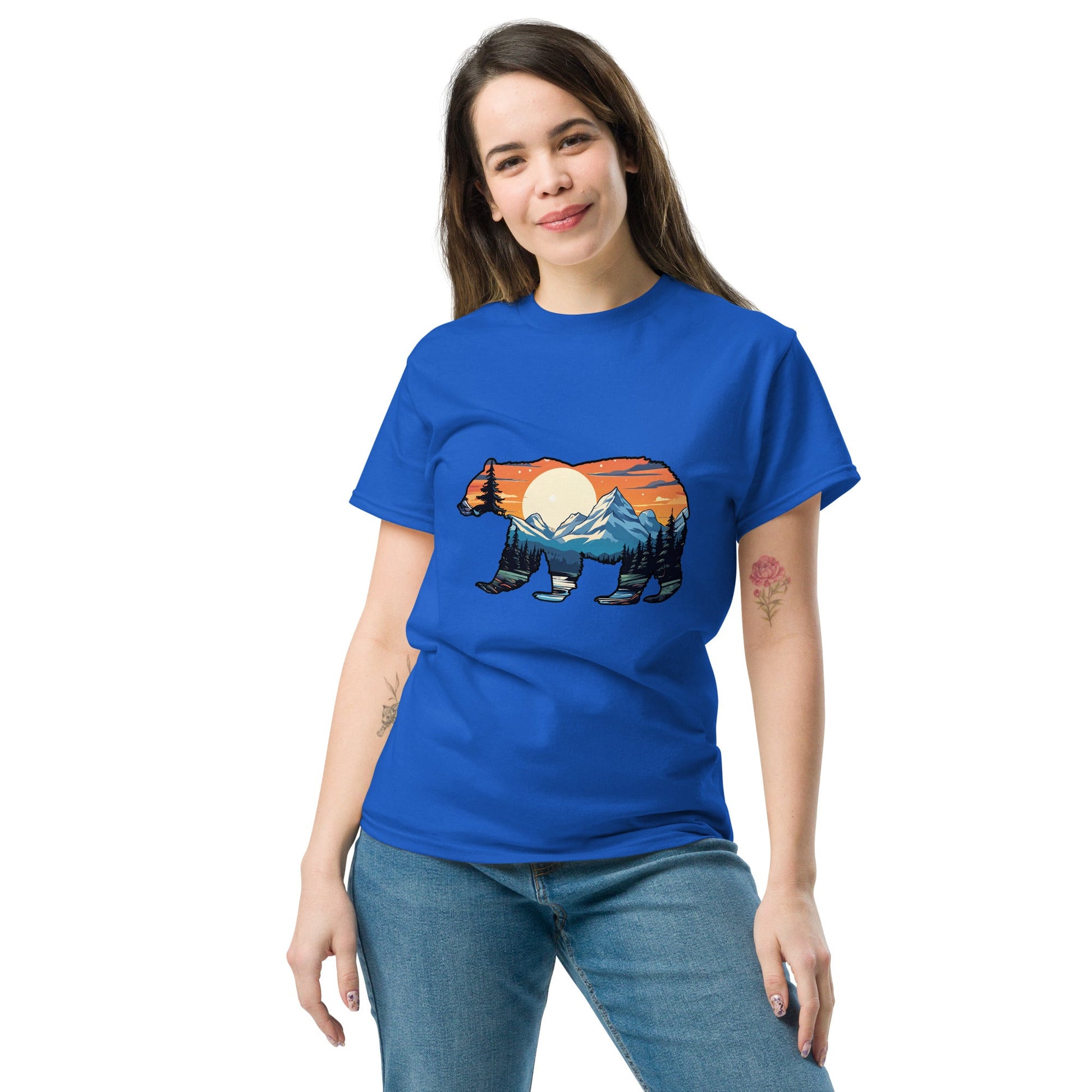 Sunset Over Mountains Bear Women's Classic Tee - Women's Shirts - Discovery Co.